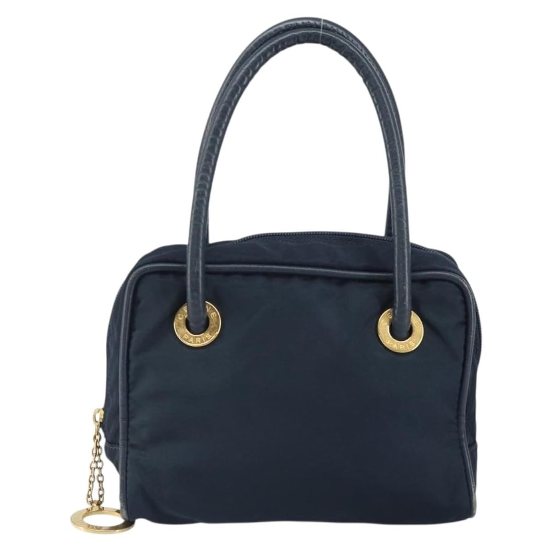 Navy Nylon Celine Triomphe Vintage Women's Handbag 20cm by 13cm by 10cm (1 of 18)