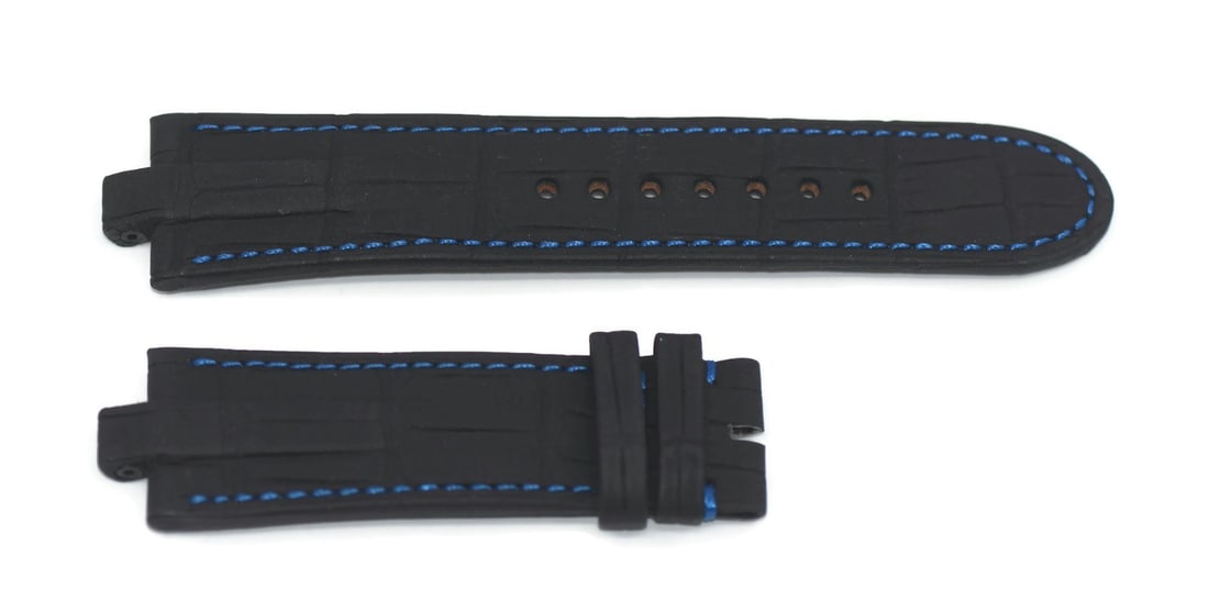 Concord Authentic Black Leather Watch Strap 23.5mm: Concord Authentic Black Leather Watch Strap 23.5mm Enhance your timepiece with this Concord Black Leather Strap. Designed for comfort and durability, this wristwatch band features a classic black leat