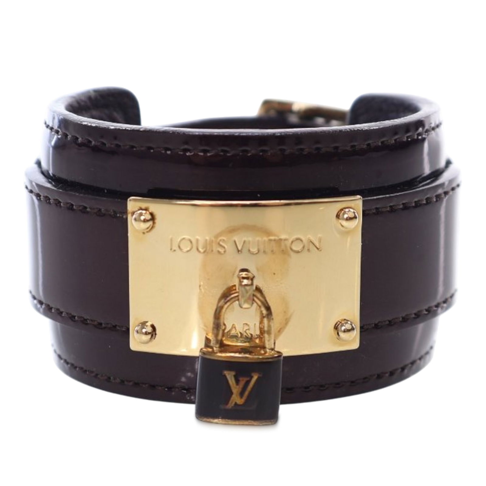 Vernis Leather Purple Infinity Bracelet with Monogram and Gold-Tone Buckle (1 of 7)