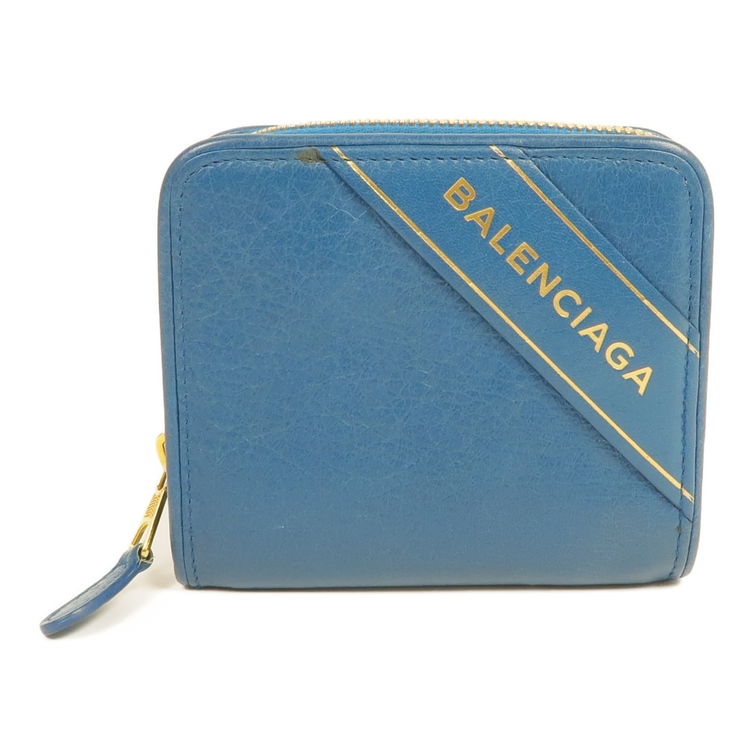 BALENCIAGA GHW Bi-Fold Wallet 466877 Leather Blue Made in France: BALENCIAGA GHW Bi-Fold Wallet 466877 Leather Blue Made in France This BALENCIAGA GHW Blanket Billfold Wallet is a stylish and functional accessory for everyday use. Crafted from high-quality leather,