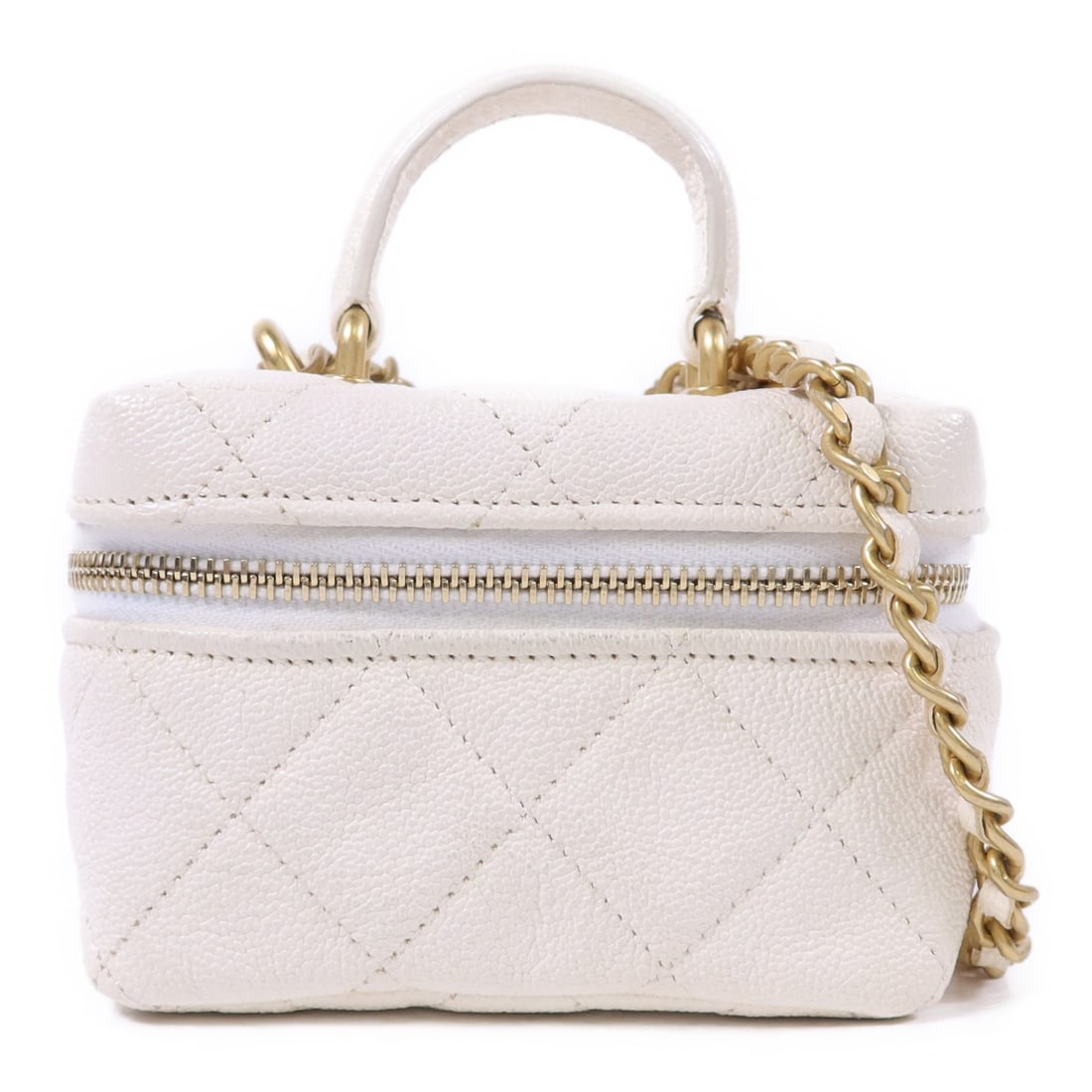 CHANEL Mini 2 Way Shoulder Bag White Calfskin Leather GHW (1 of 18)