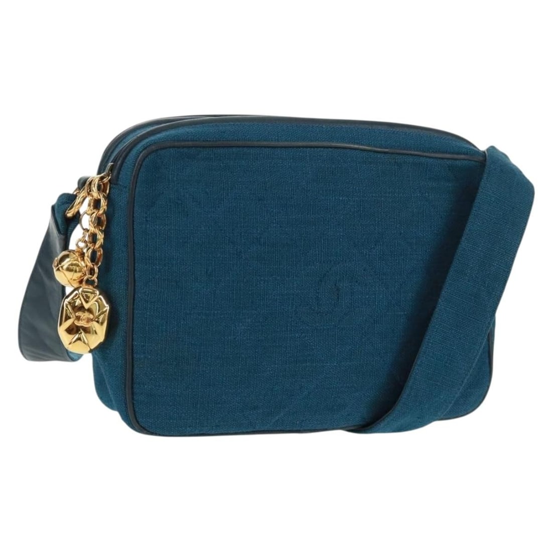 Chanel Matelasse Navy Canvas Shoulder Bag with Gold CC Logo: Chanel Matelasse Navy Canvas Shoulder Bag with Gold CC Logo This CHANEL Matelasse shoulder bag features a navy and gold canvas exterior with a classic CC design. The bag is crafted in Italy and includ