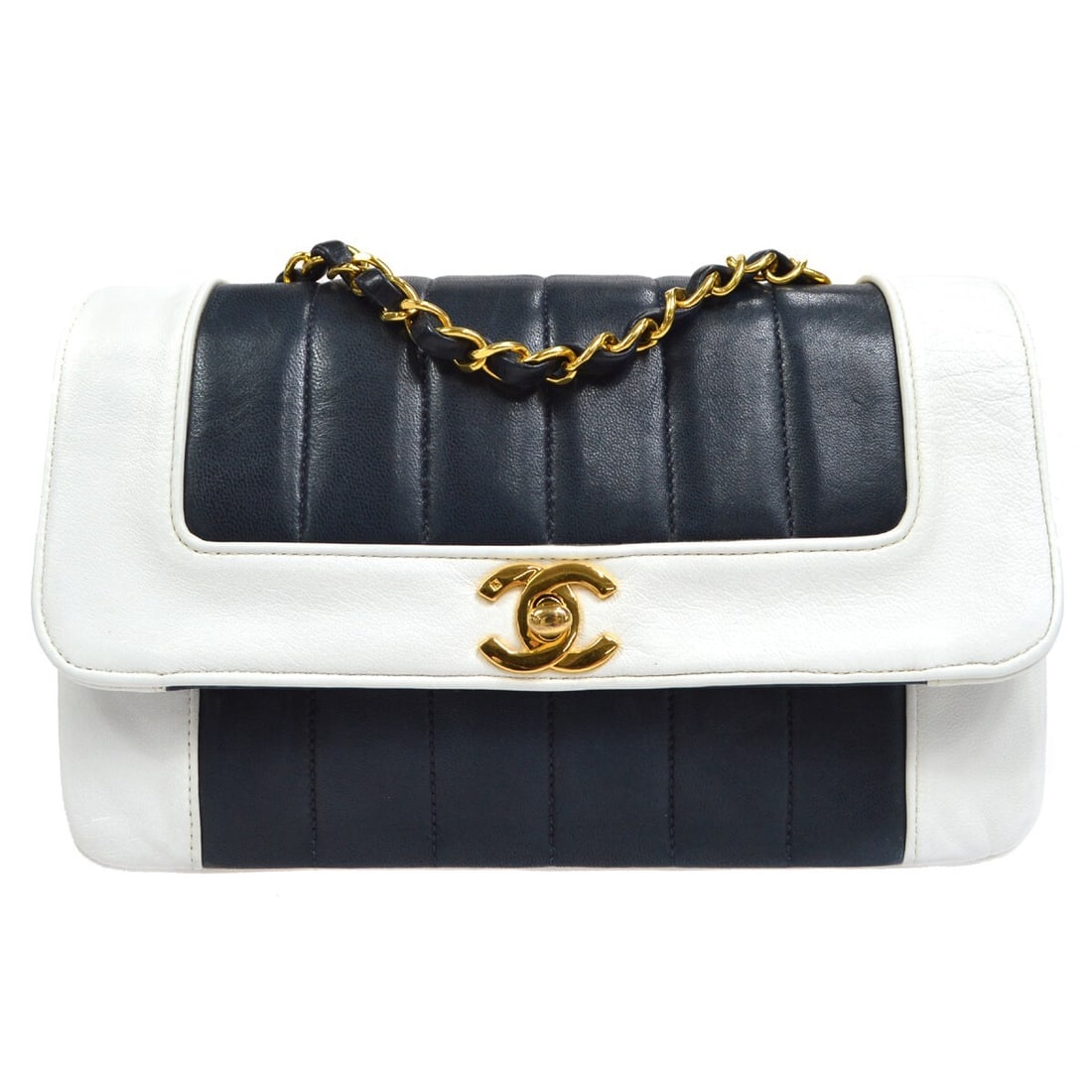 Chanel Bi-Color Lambskin Mademoiselle Shoulder Bag with Authenticity Certificate: Chanel Bi-Color Lambskin Mademoiselle Shoulder Bag with Authenticity Certificate Elevate your accessory collection with this stunning Chanel Bi-Color Lambskin Mademoiselle Single Chain Shoulder Bag. C