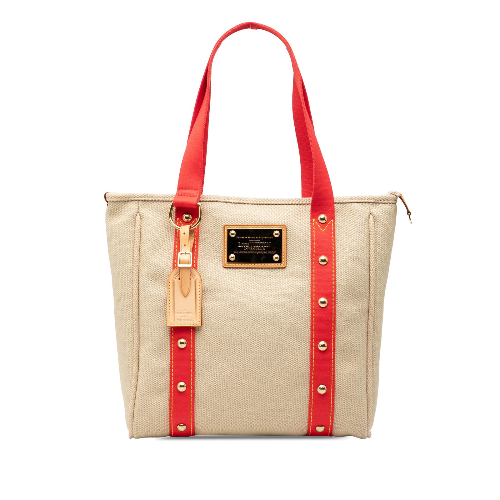 Louis Vuitton Antigua Cabas MM brown canvas shoulder bag: Louis Vuitton Antigua Cabas MM brown canvas shoulder bag The Louis Vuitton Antigua Cabas MM is crafted from fabric canvas in brown and features flat shoulder straps, a top zip closure, and an interior