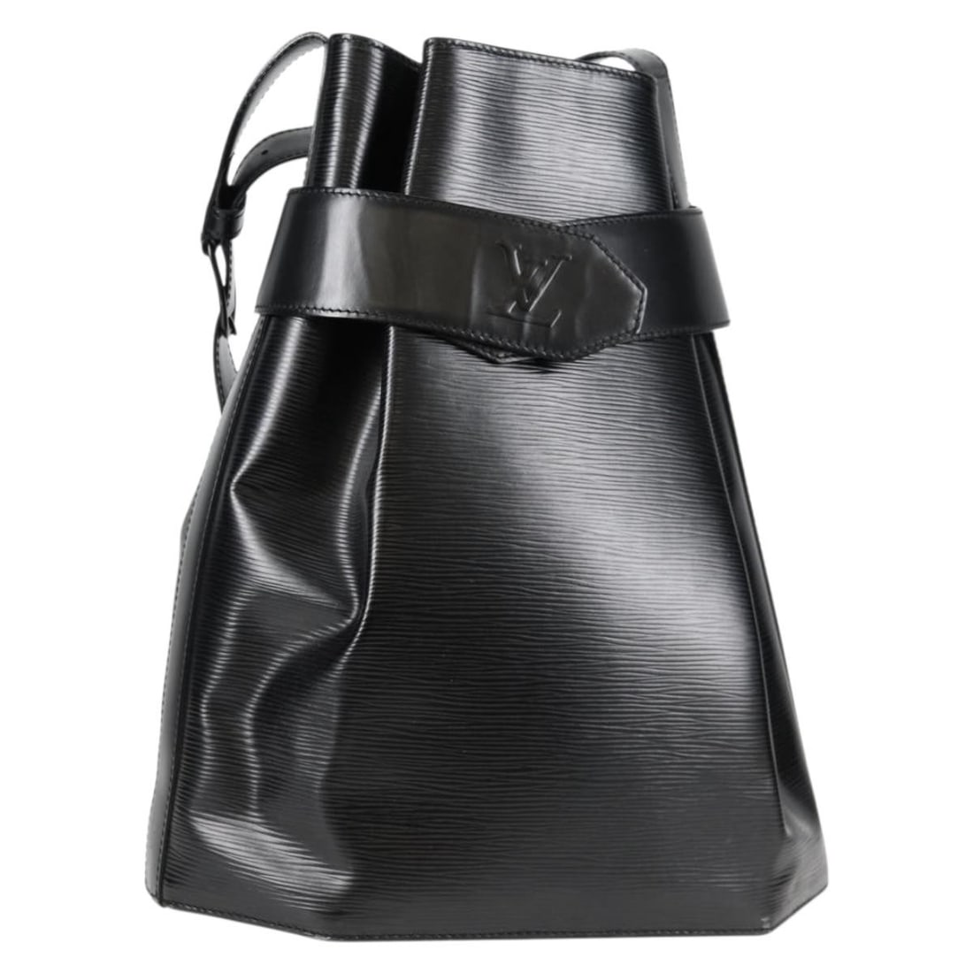 Black Louis Vuitton Epi Leather Sac d'Epaule Shoulder Bag 30x35x15cm: Black Louis Vuitton Epi Leather Sac d'Epaule Shoulder Bag 30x35x15cm This vintage Louis Vuitton Sac d'Epaule handbag is crafted from black Epi leather, designed for women. The pre-owned bag is in good