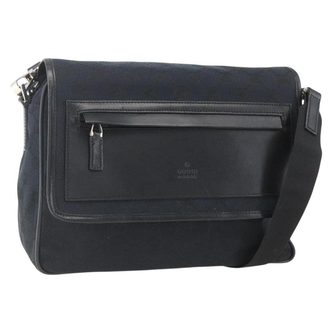 GUCCI GG Canvas Black Silver Shoulder Bag 019 0375 Auth: GUCCI GG Canvas Black Silver Shoulder Bag 019 0375 Auth This GUCCI GG Canvas Shoulder Bag combines elegance with practicality, featuring a chic black and silver design. Crafted in Italy from durable G