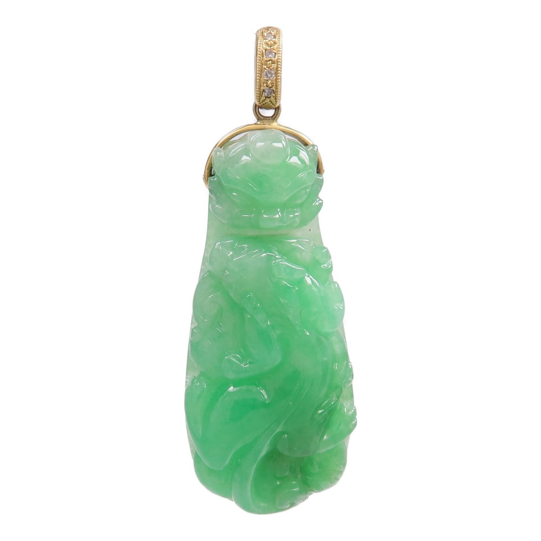 18K Yellow Gold Pendant Top with Jade and Diamond Accents (1 of 7)