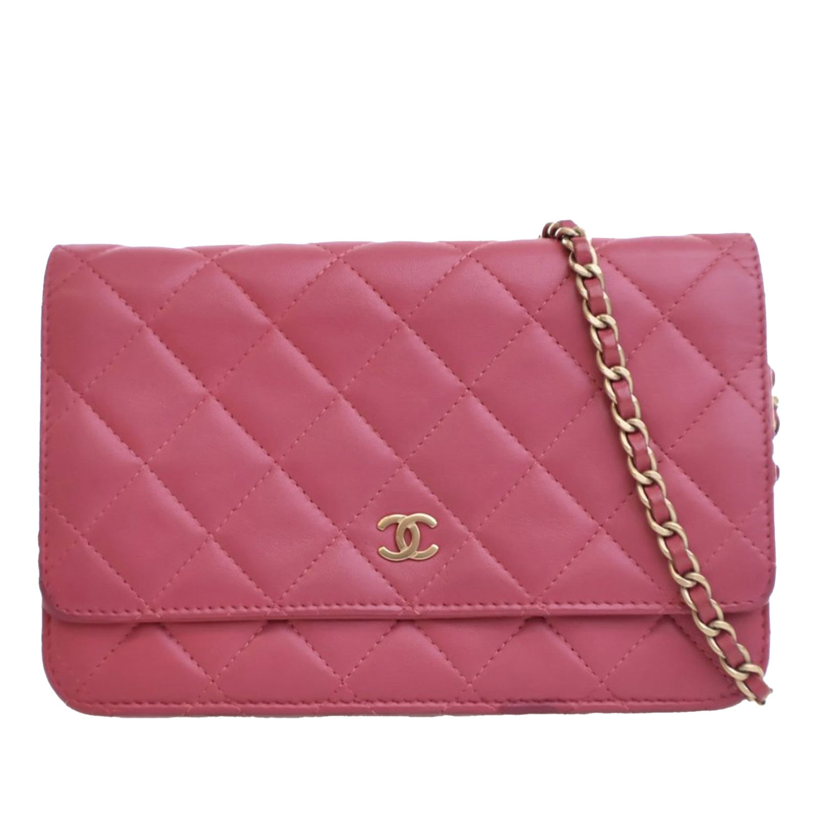 Chanel Classic Lambskin Wallet on Chain Pink Leather Bag (1 of 12)
