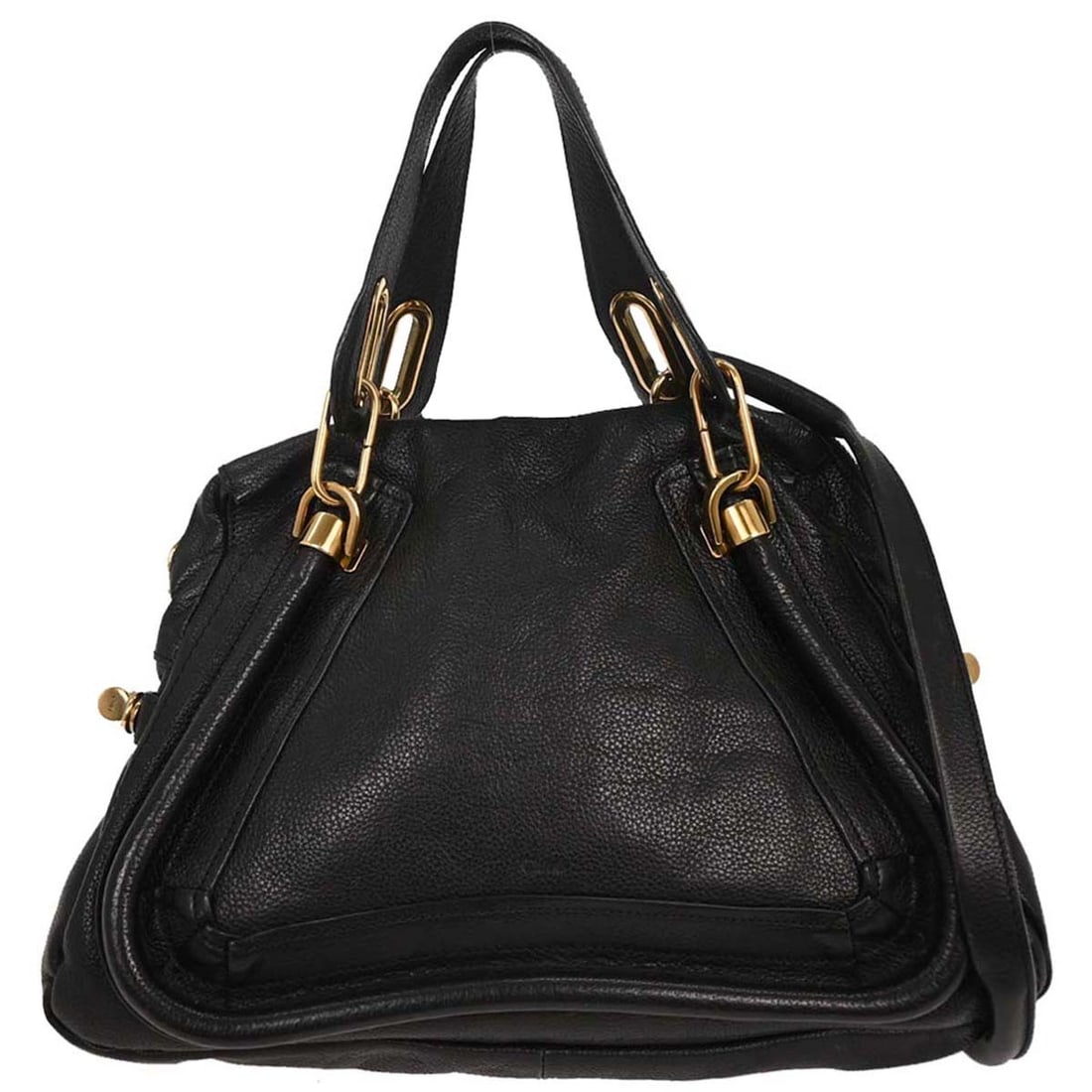 Chloe Black Paraty Top Handle Handbag 14x9 Italy: Chloe Black Paraty Top Handle Handbag 14x9 Italy Introducing the Chloe Black Paraty 2way Handbag, a stylish and versatile accessory perfect for casual occasions. This large top handle bag features a c