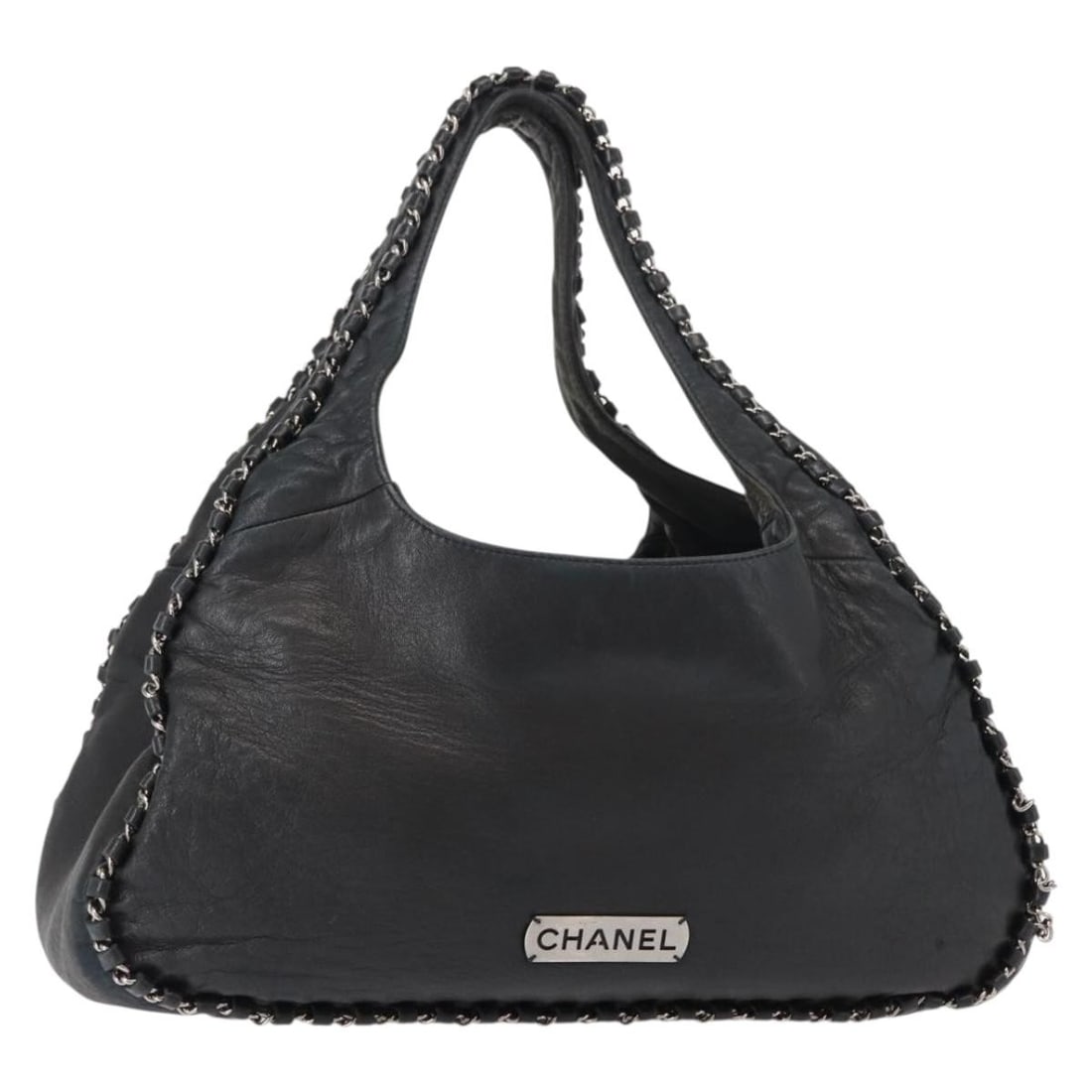 Chanel Black Leather Vintage Chain Around Hobo Shoulder Bag (1 of 18)