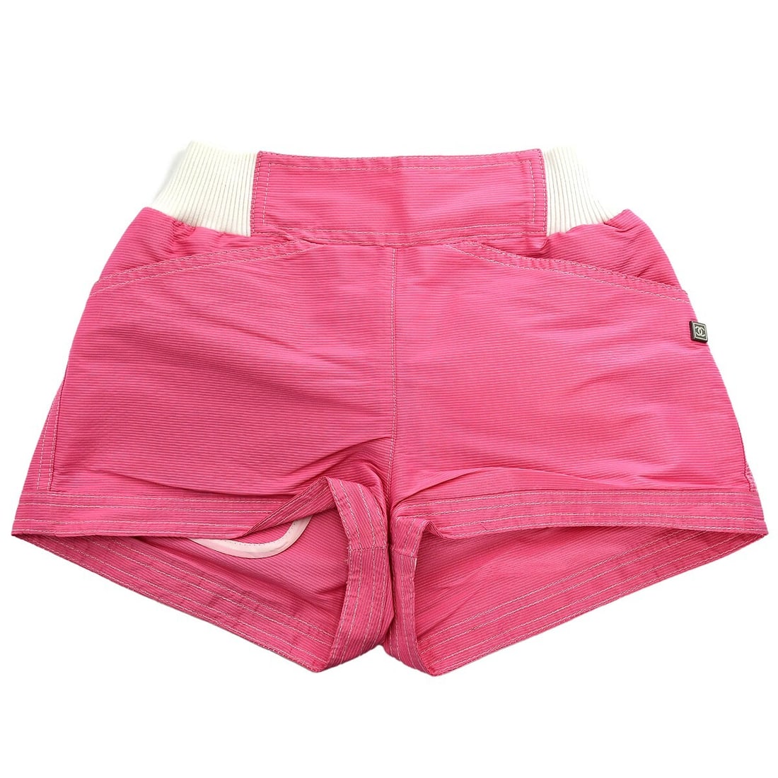 Chanel Sport Line Pink Short Pants Size 34 Logo Theme: Chanel Sport Line Pink Short Pants Size 34 Logo Theme Elevate your casual wardrobe with these stylish Chanel Sport Line Short Pants in a vibrant pink hue. Crafted from a comfortable blend of 90% nylon