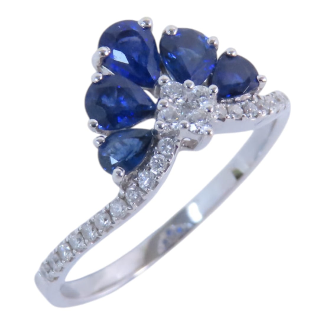 Sapphire Diamond Ring 18K White Gold Size 9 (1 of 7)