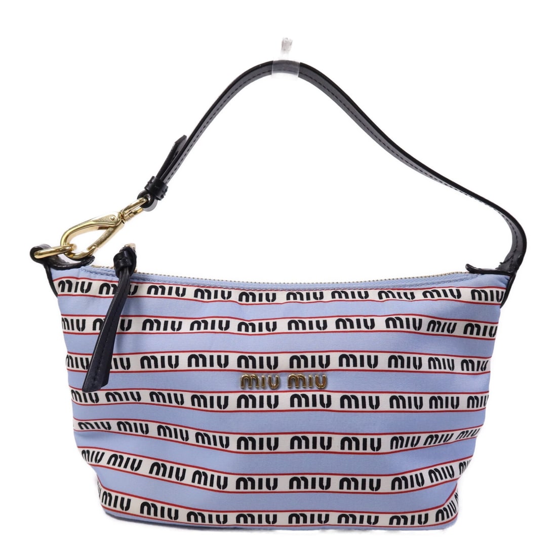 Miu Miu Spirit Blue Nylon Handbag with Gold Tone Hardware (1 of 12)