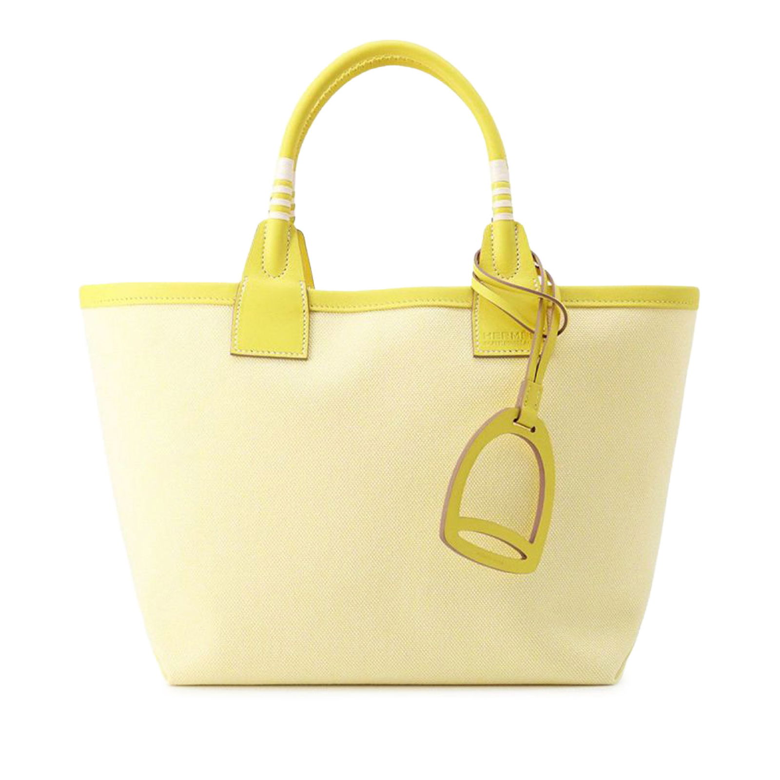 Hermes Toile Sac Steeple 25 Ecru Citron Lime Canvas Bag (1 of 14)