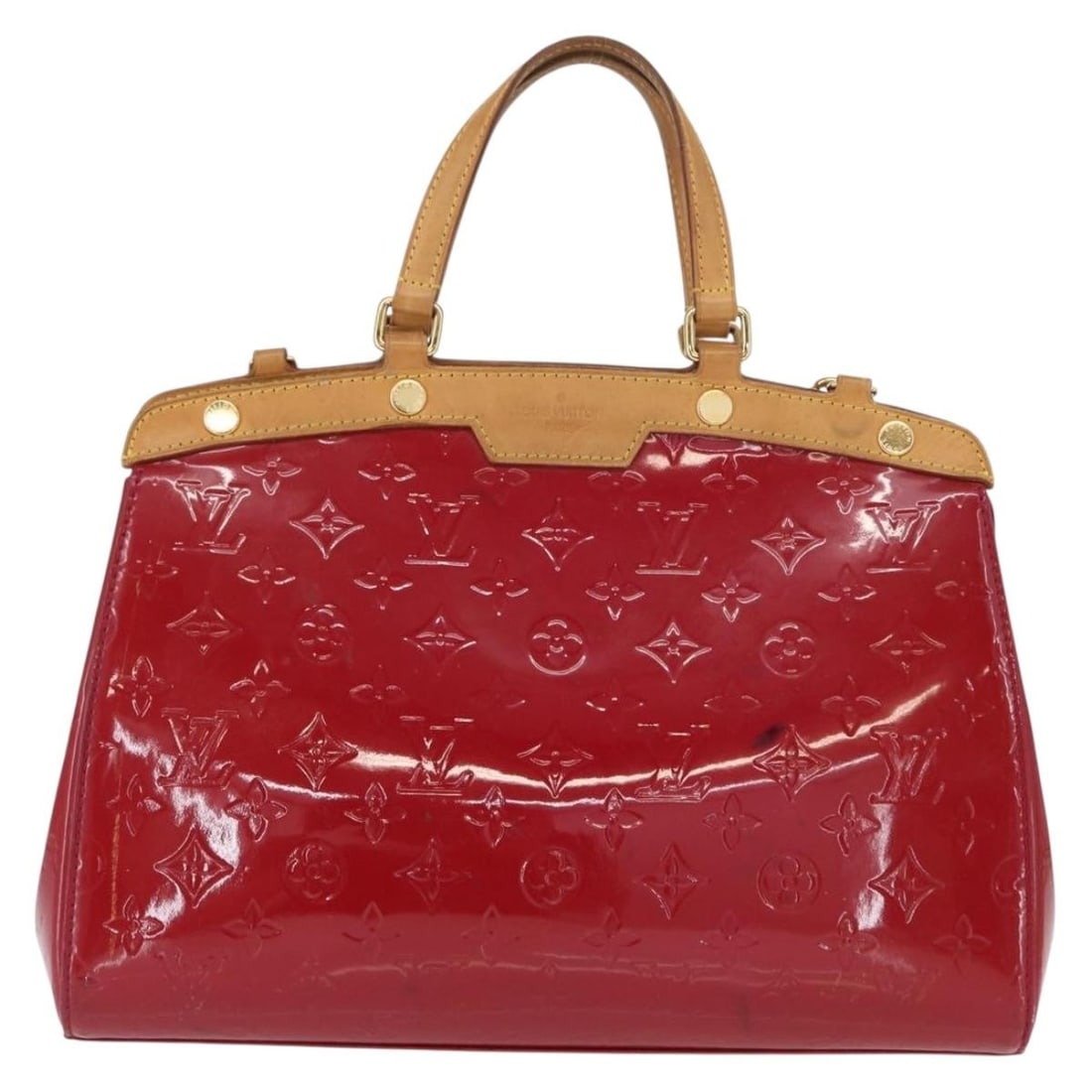 Red Patent Leather Brea Bag by Louis Vuitton with Monogram Vernis: Red Patent Leather Brea Bag by Louis Vuitton with Monogram Vernis This Louis Vuitton Brea handbag features the Monogram Vernis design in red patent leather. Designed for women, it is crafted in France