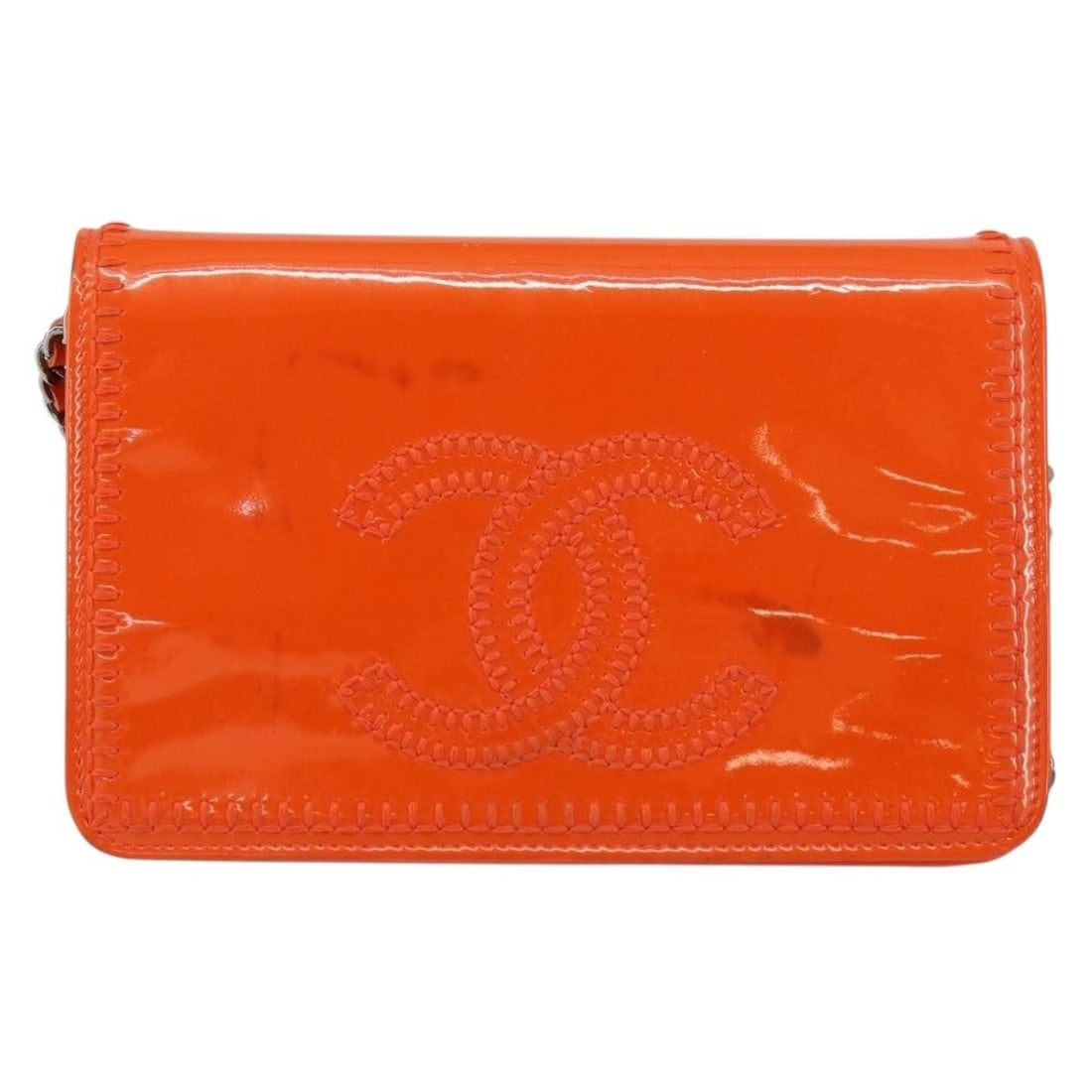 Orange Patent Leather Chanel CC Wallet on Chain 19cm by 13cm by 4cm (1 of 18)
