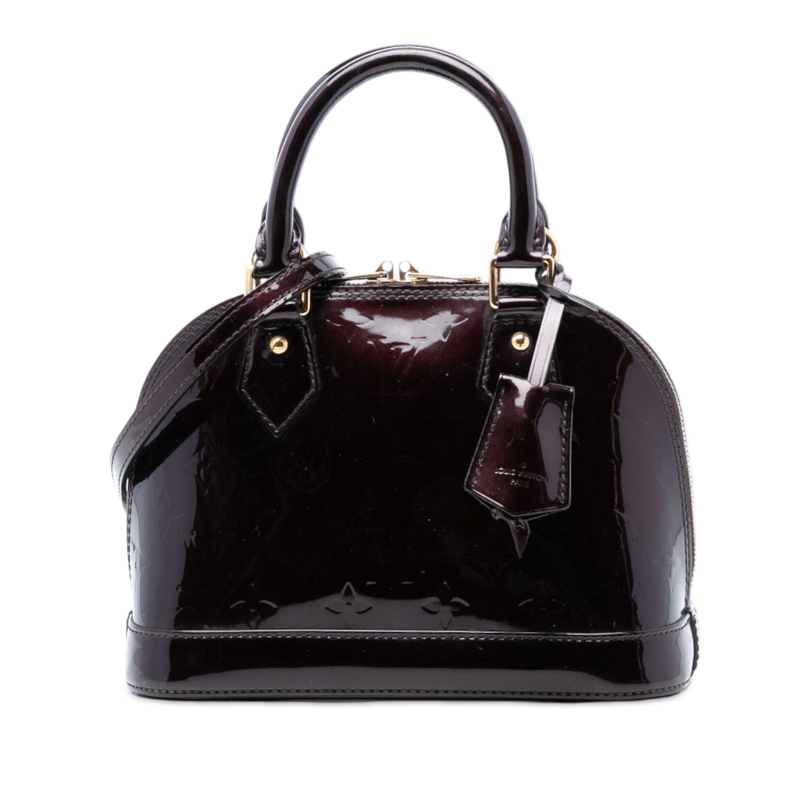 Louis Vuitton Alma BB Purple Vernis Leather Crossbody Bag with Strap (1 of 7)