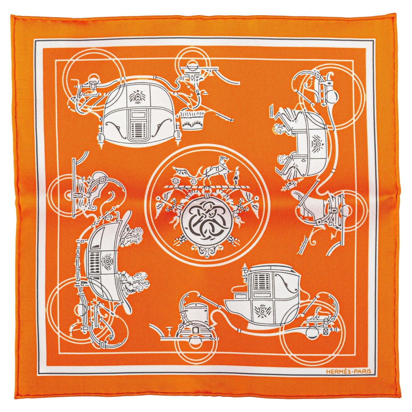 Hermes Nano Gavroche Ex Libris Silk Scarf Orange White NIB (1 of 6)