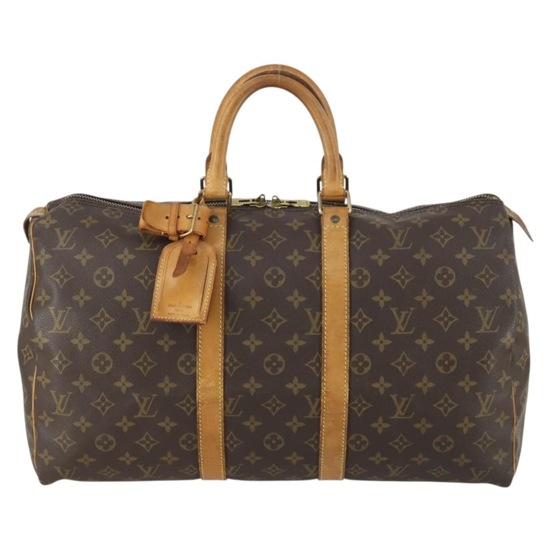 Louis Vuitton Monogram Canvas Keepall Unisex Travel Bag 45cm: Louis Vuitton Monogram Canvas Keepall Unisex Travel Bag 45cm Louis Vuitton Keepall Bag crafted in signature brown monogram canvas designed for unisex use. The bag features a spacious design with visib