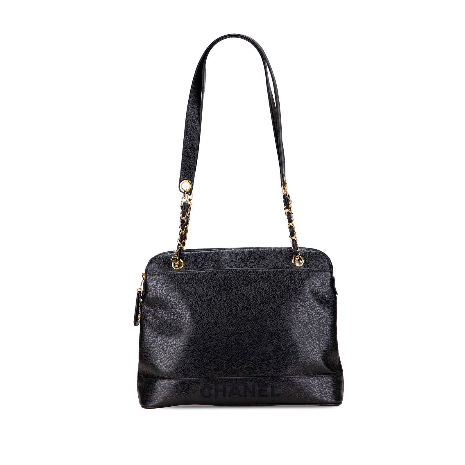 Chanel Caviar Logo Black Shoulder Bag with Gold Chain (1 of 11)