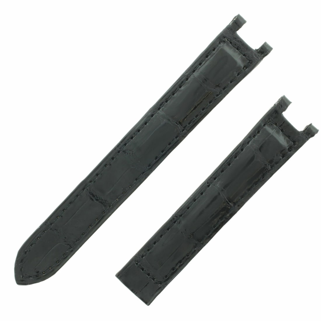 Cartier KRRDEM01 Black Shiny Alligator Leather Band for Pasha Watch: Cartier KRRDEM01 Black Shiny Alligator Leather Band for Pasha Watch Elevate your timepiece with this pre-owned Cartier KRRDEM01 wristwatch band, designed specifically for the Cartier Pasha model. This