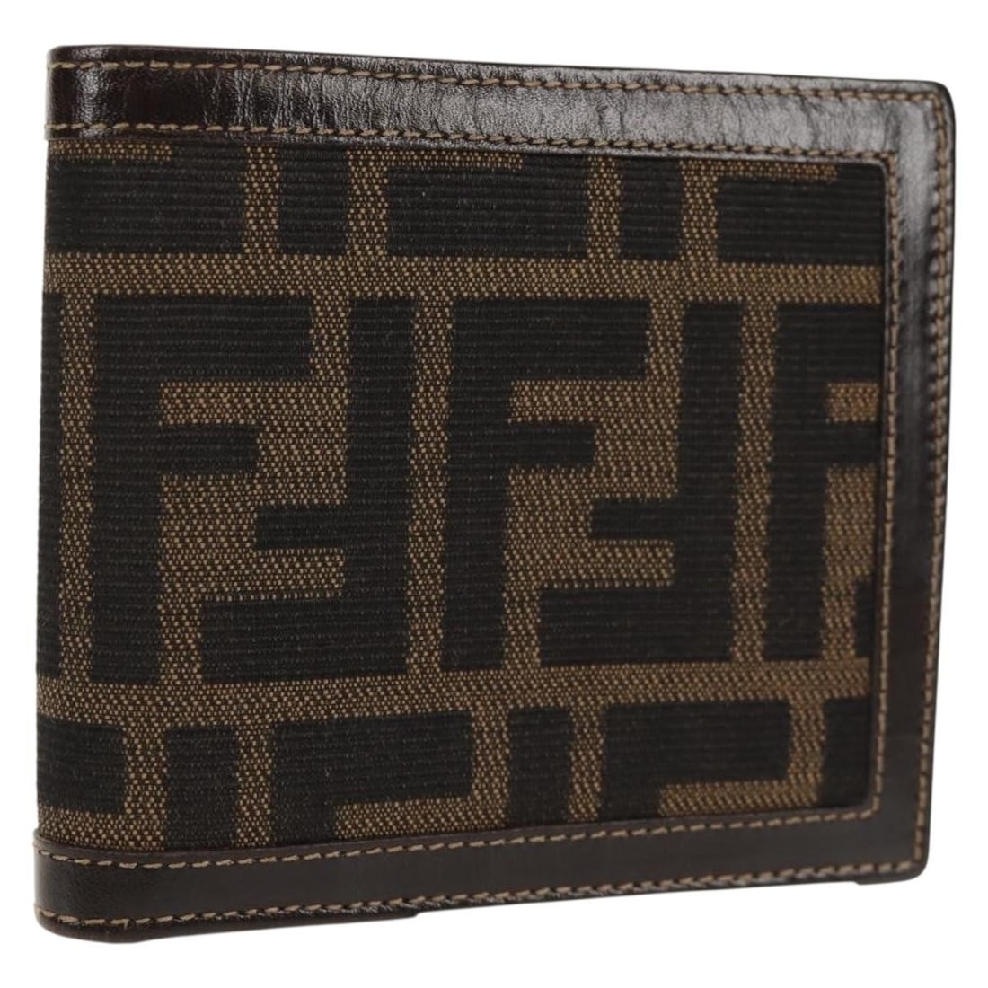 Black and Brown Zucca Canvas Compact Wallet by Fendi: Black and Brown Zucca Canvas Compact Wallet by Fendi This FENDI compact wallet is crafted from signature Zucca canvas in black and brown. Made in Italy, it features a compact design with approximate d