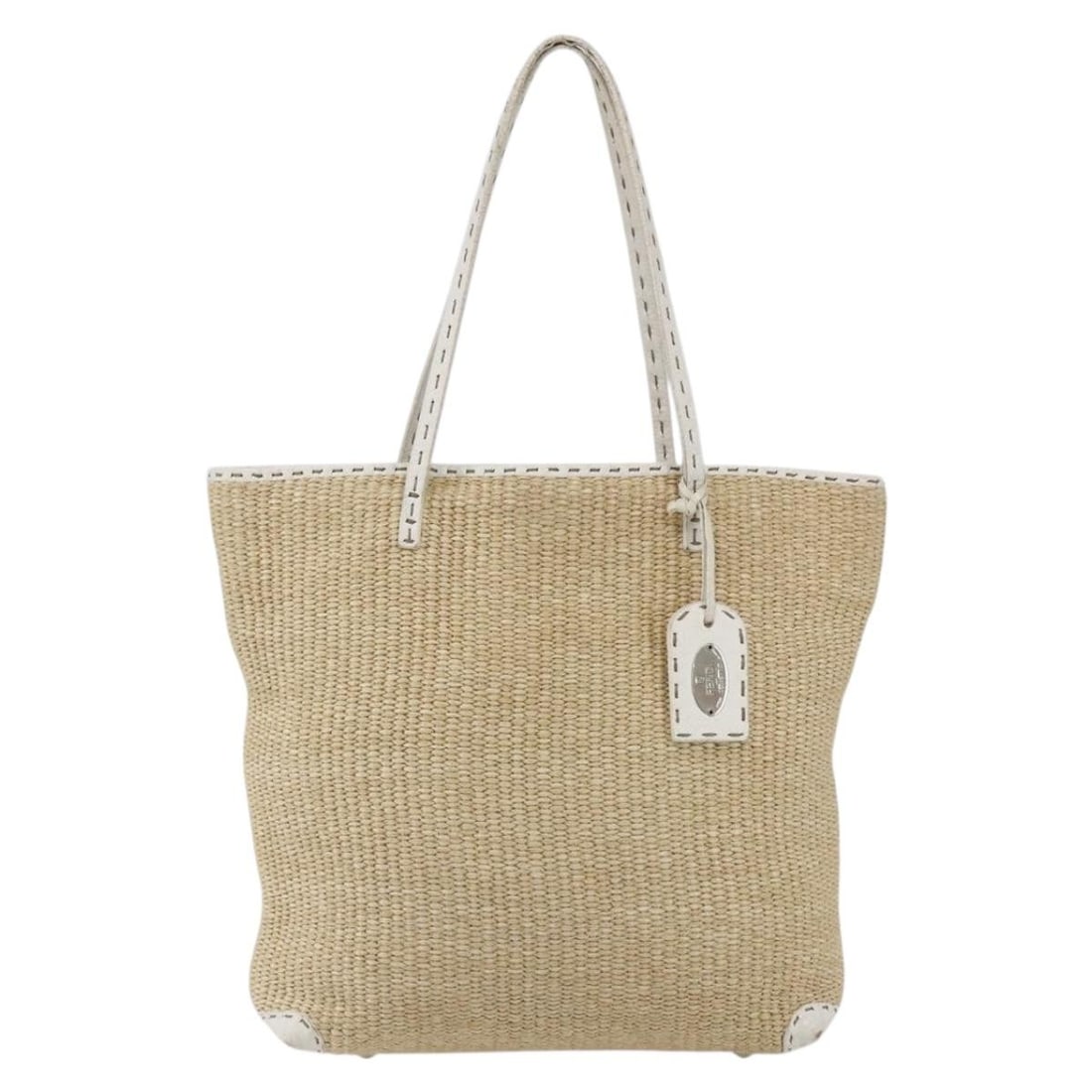 Fendi Selleria Beige Wicker Tote Handbag (1 of 18)