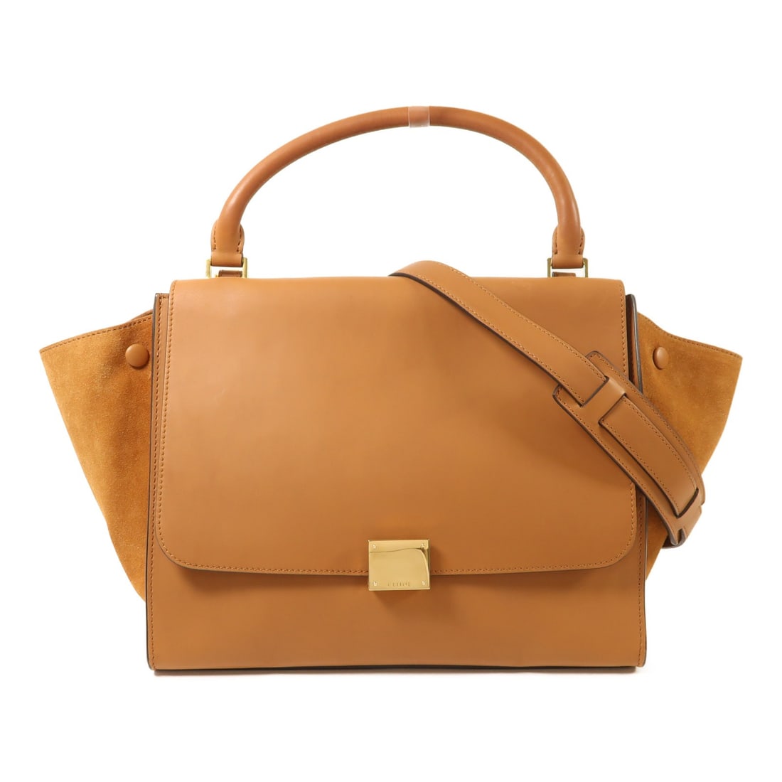 Celine Trapeze Brown Calfskin and Suede Two-Way Shoulder Bag with Gold Hardware (1 of 18)