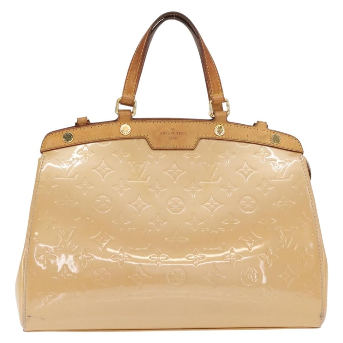Blair Beige Patent Leather Shoulder Bag Louis Vuitton 33cm by 24cm by 13cm: Blair Beige Patent Leather Shoulder Bag Louis Vuitton 33cm by 24cm by 13cm Louis Vuitton Blair Monogram Vernis handbag designed for women in beige patent leather. This bag features signs of wear inclu