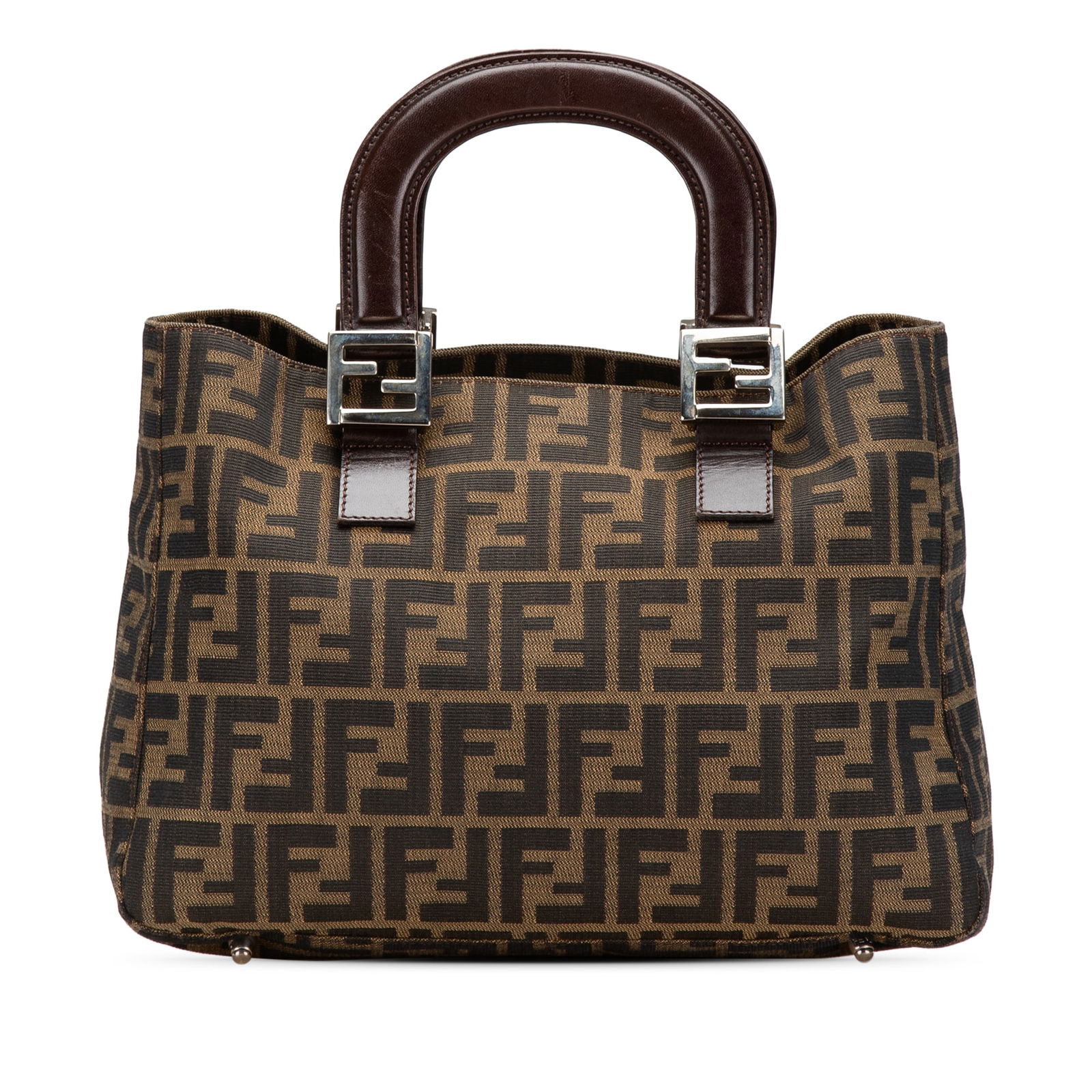 Fendi Small Zucca Canvas Twins Tote Brown Fabric Bag Italy (1 of 10)