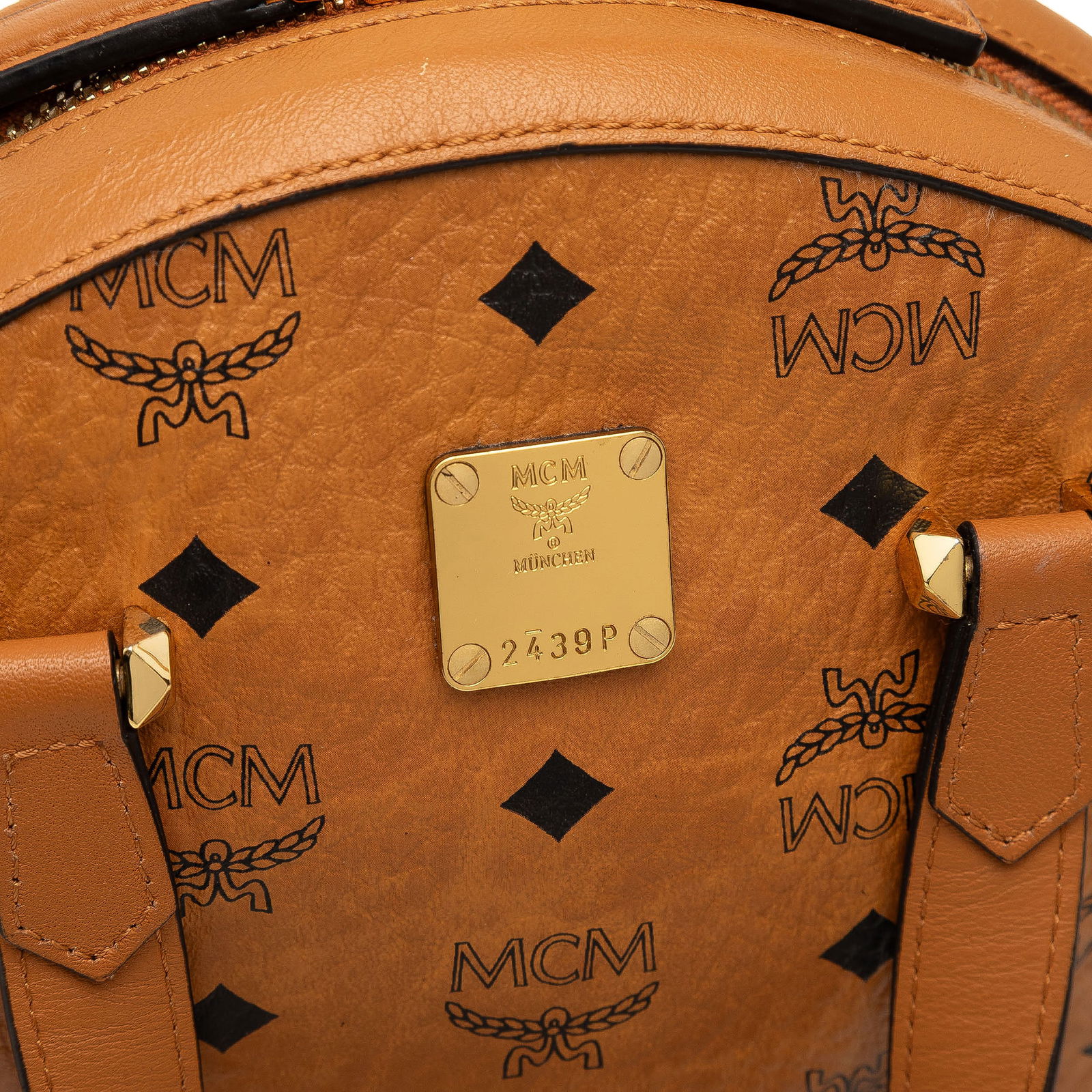 MCM Visetos Essential Disco Brown Coated Canvas Satchel with Strap - 6