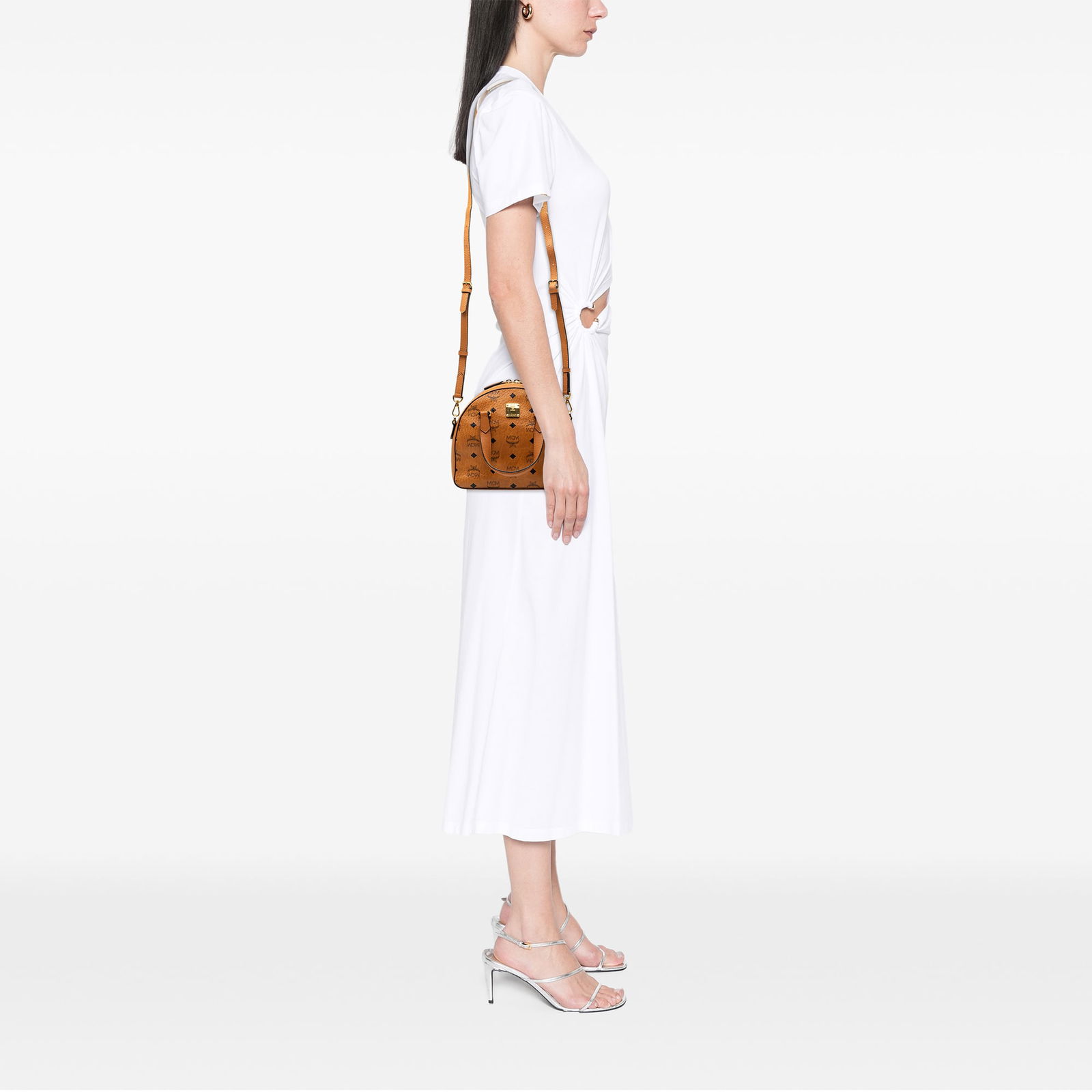 MCM Visetos Essential Disco Brown Coated Canvas Satchel with Strap - 7