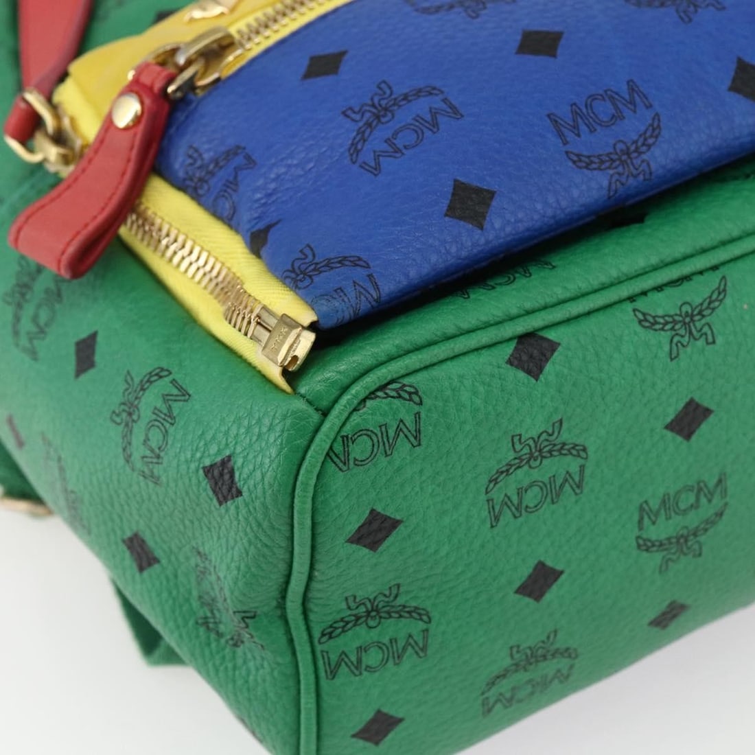 MCM Multicolor PVC Leather Logogram Backpack Gold Accents - 13