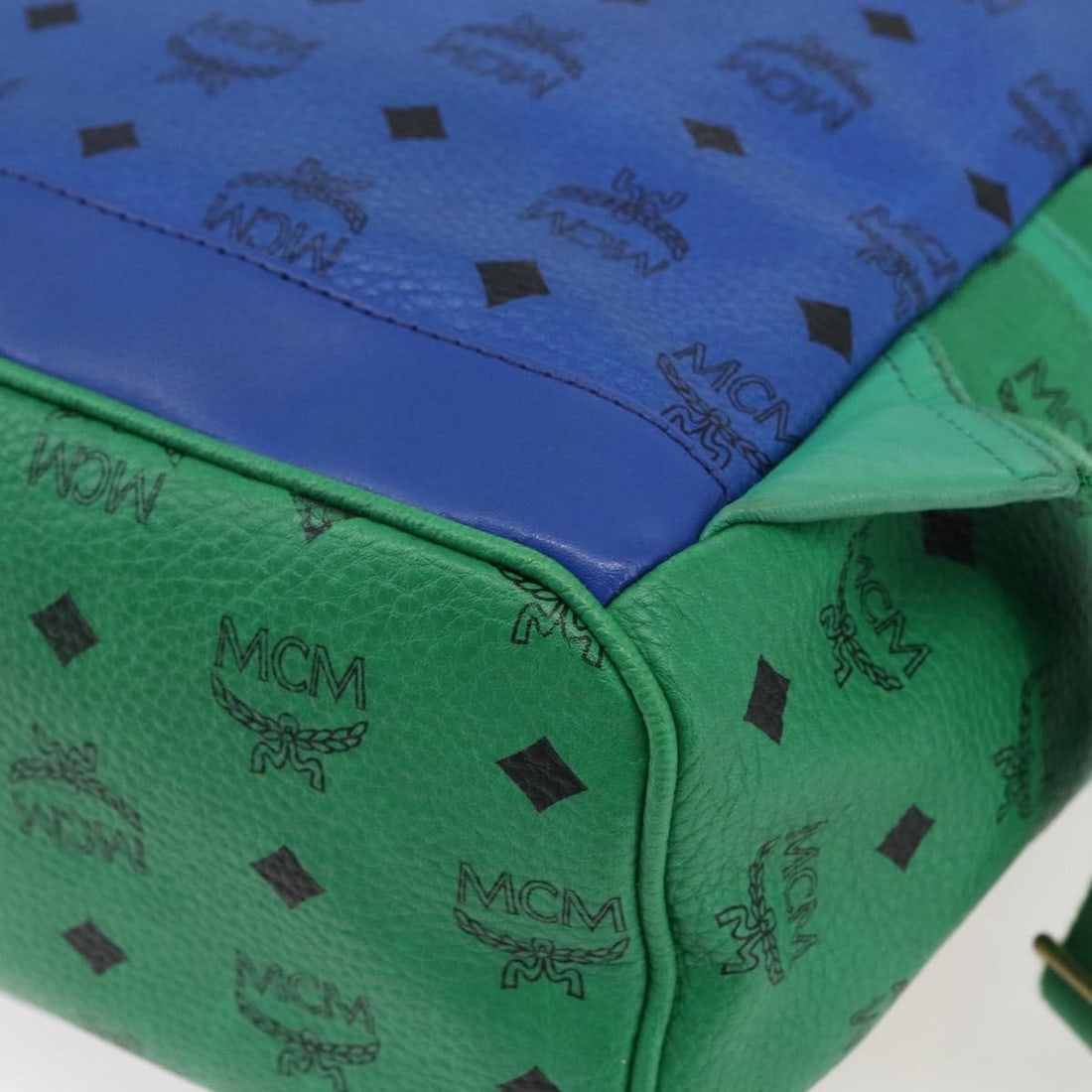 MCM Multicolor PVC Leather Logogram Backpack Gold Accents - 14