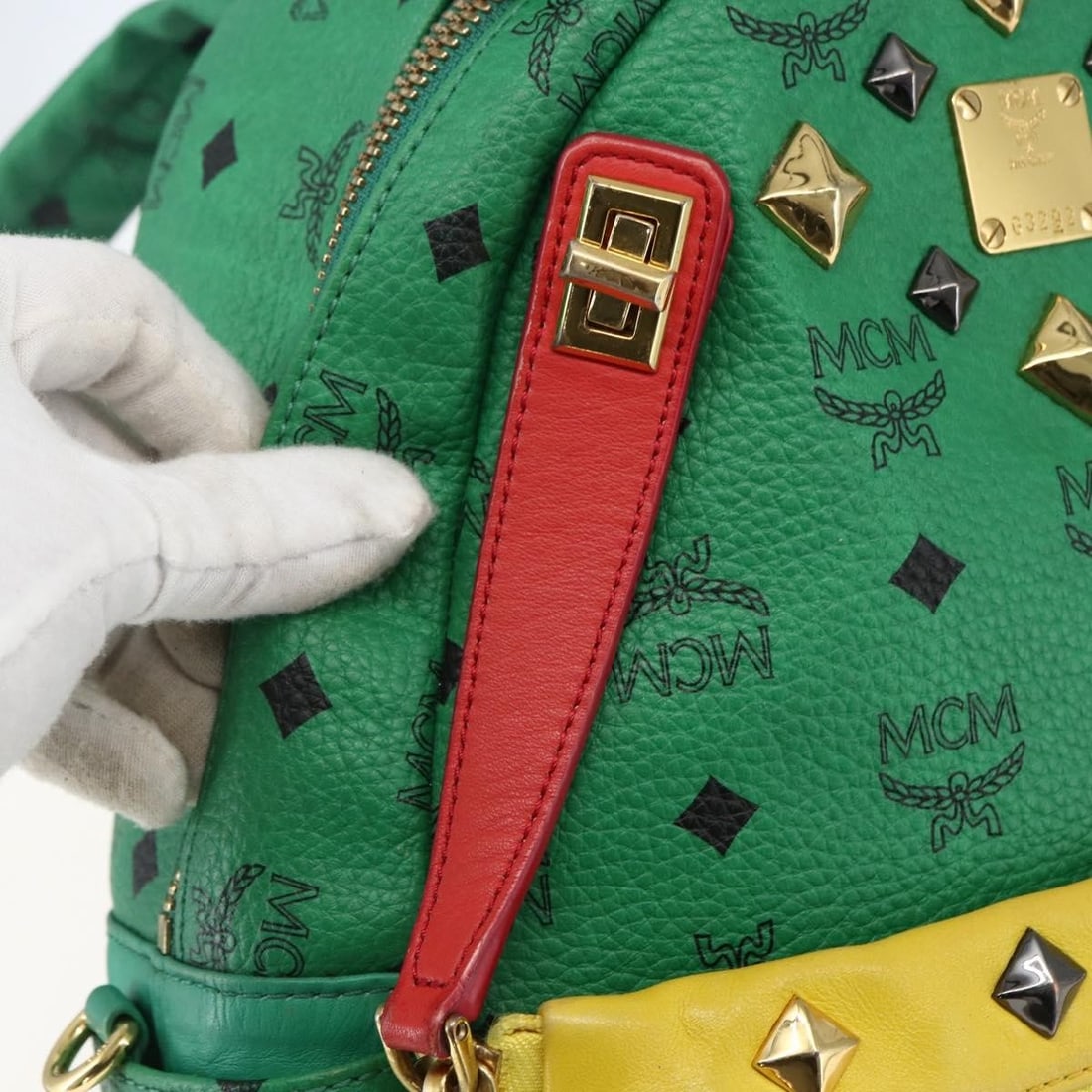 MCM Multicolor PVC Leather Logogram Backpack Gold Accents - 17