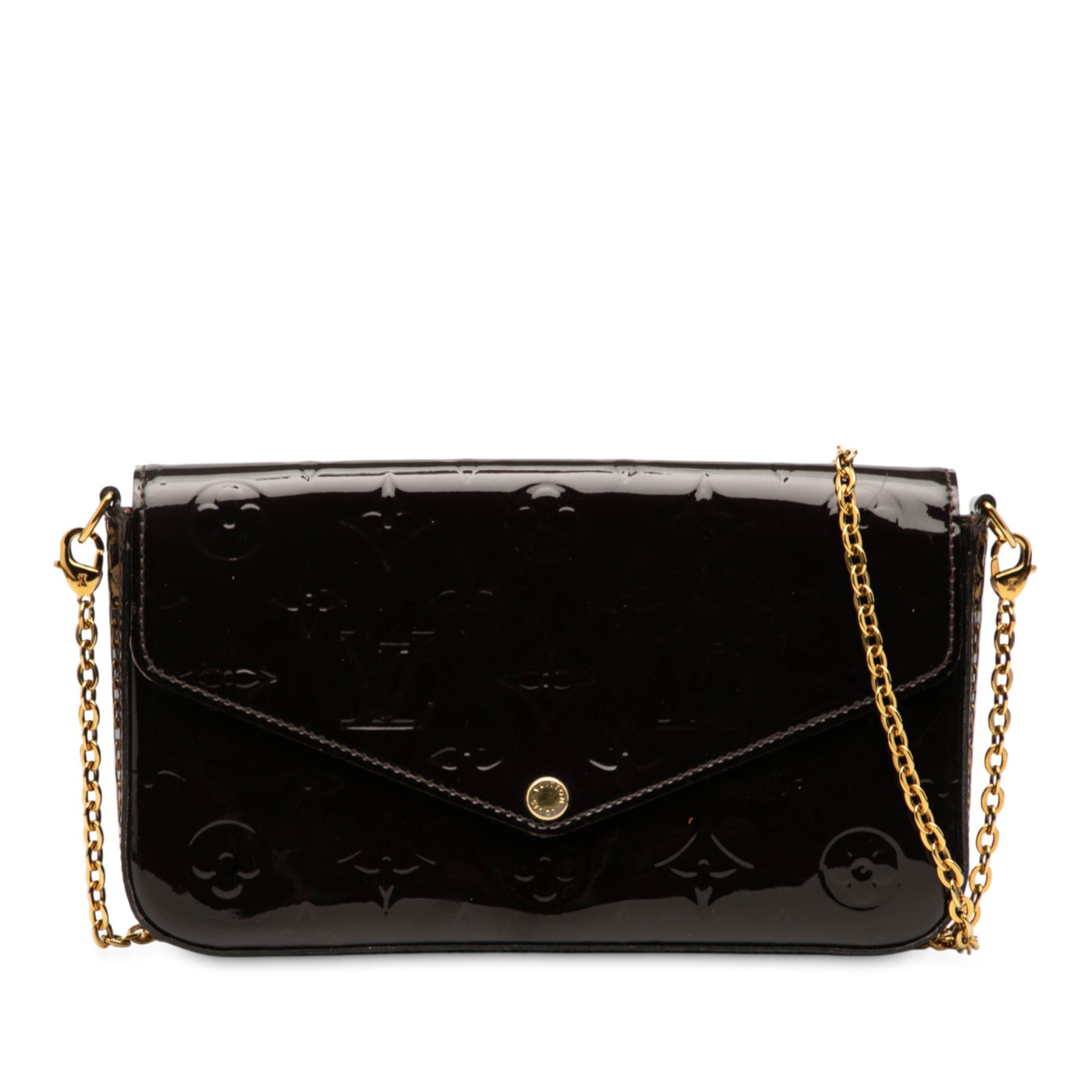 Louis Vuitton Monogram Vernis Pochette Felicie Purple Leather Bag: Louis Vuitton Monogram Vernis Pochette Felicie Purple Leather Bag The Louis Vuitton Monogram Vernis Pochette Felicie is a stylish and practical bag crafted from monogram vernis leather in a vibrant pu