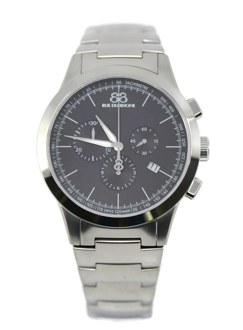 88 Rue Du Rhone Stainless Steel Quartz Watch 87WA154307 with Box: 88 Rue Du Rhone Stainless Steel Quartz Watch 87WA154307 with Box Discover the elegance of the Rue Du Rhone Stainless Steel Watch, model 87WA154307. This sophisticated wristwatch features a durable sta
