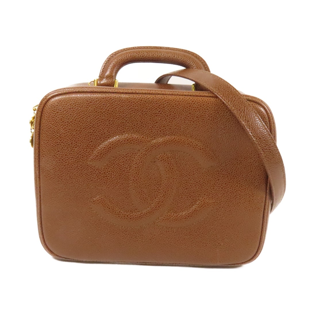 CHANEL Vintage 2Way Shoulder Bag Calfskin Leather Brown GHW (1 of 17)