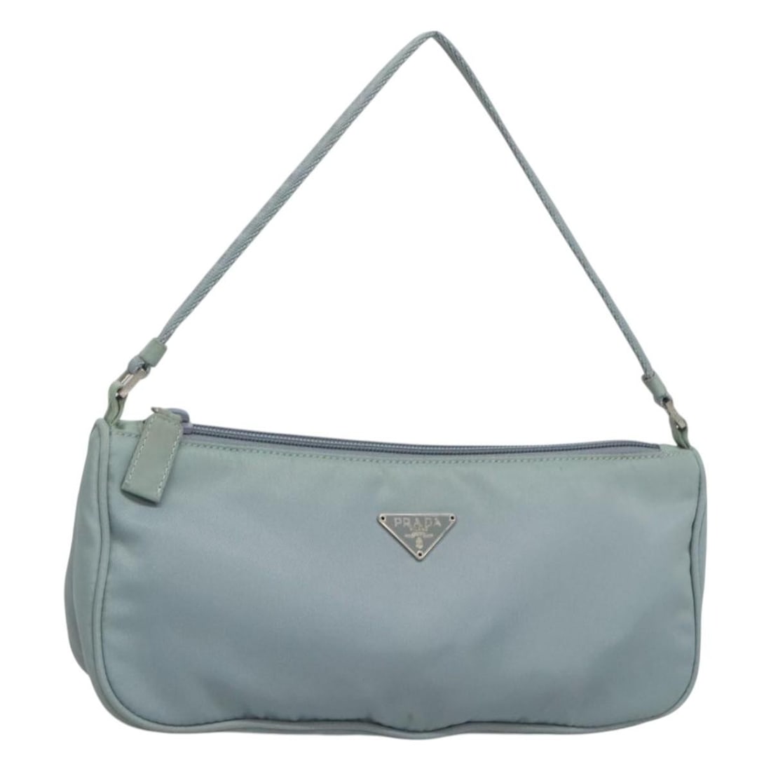 Blue Nylon Prada Pochette Shoulder Bag 24cm by 12cm by 6cm: Blue Nylon Prada Pochette Shoulder Bag 24cm by 12cm by 6cm This Prada Pochette Shoulder Bag is crafted from blue nylon, designed for women. It features a compact shape suitable for casual or formal us