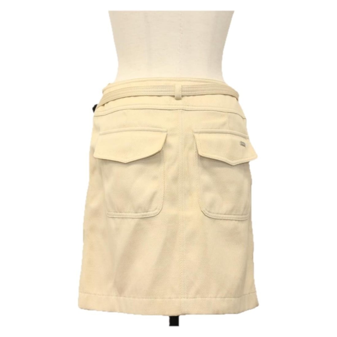 Authentic CHANEL Beige Canvas Skirt with CC Logo Made in Italy - 2