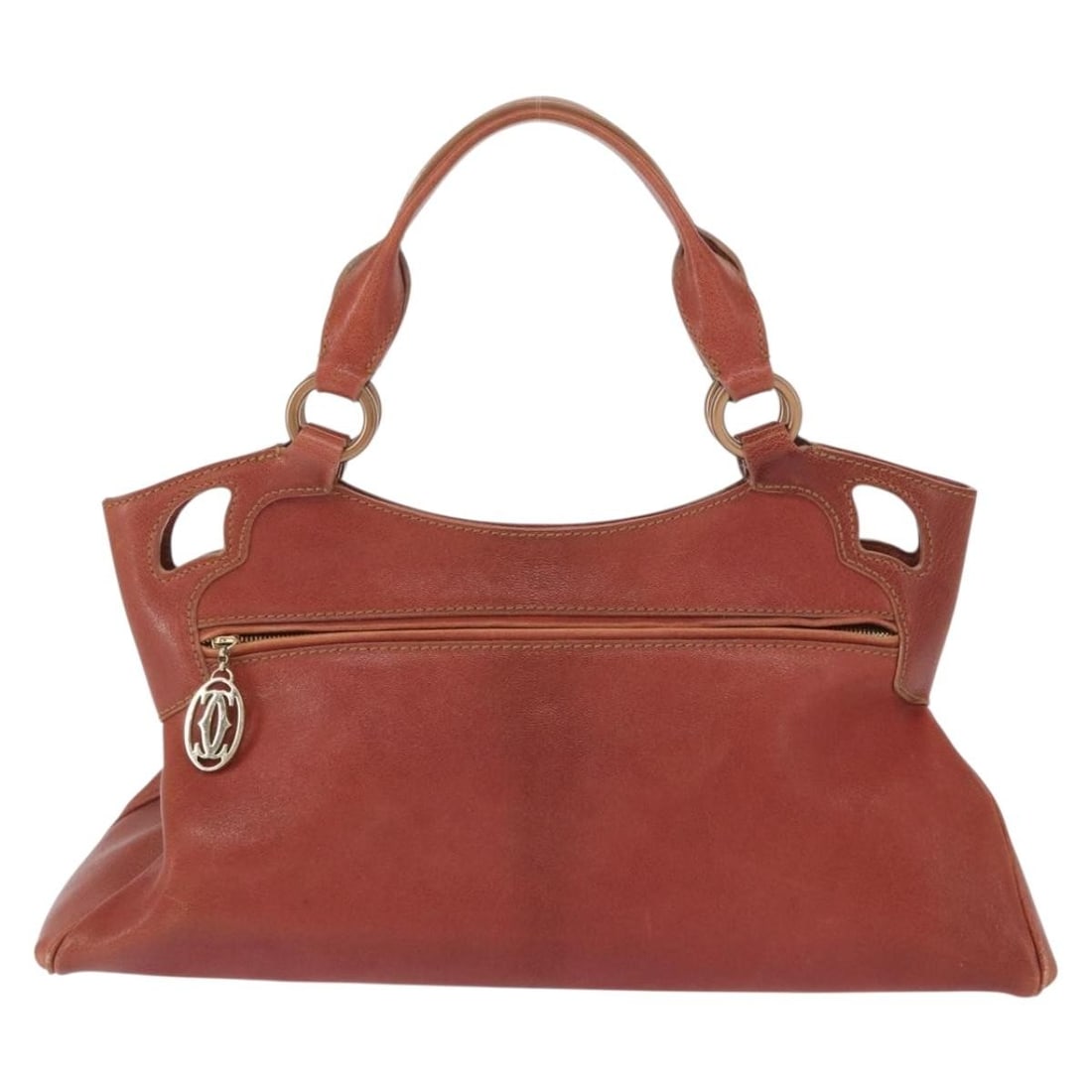 Brown Leather Marcello Tote Bag by Cartier for Women: Brown Leather Marcello Tote Bag by Cartier for Women This pre-owned Cartier Marcello handbag is crafted from brown leather and features a spacious design. Made in Italy, it is designed for women and i