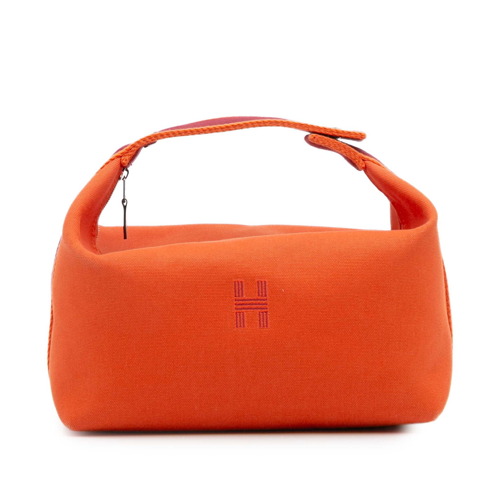 Hermes Large Toile Bride A Brac Travel Case in Orange Fabric: Hermes Large Toile Bride A Brac Travel Case in Orange Fabric The Hermes Large Toile Bride A Brac Travel Case is a stylish and functional accessory, crafted from durable canvas in a vibrant orange hue.