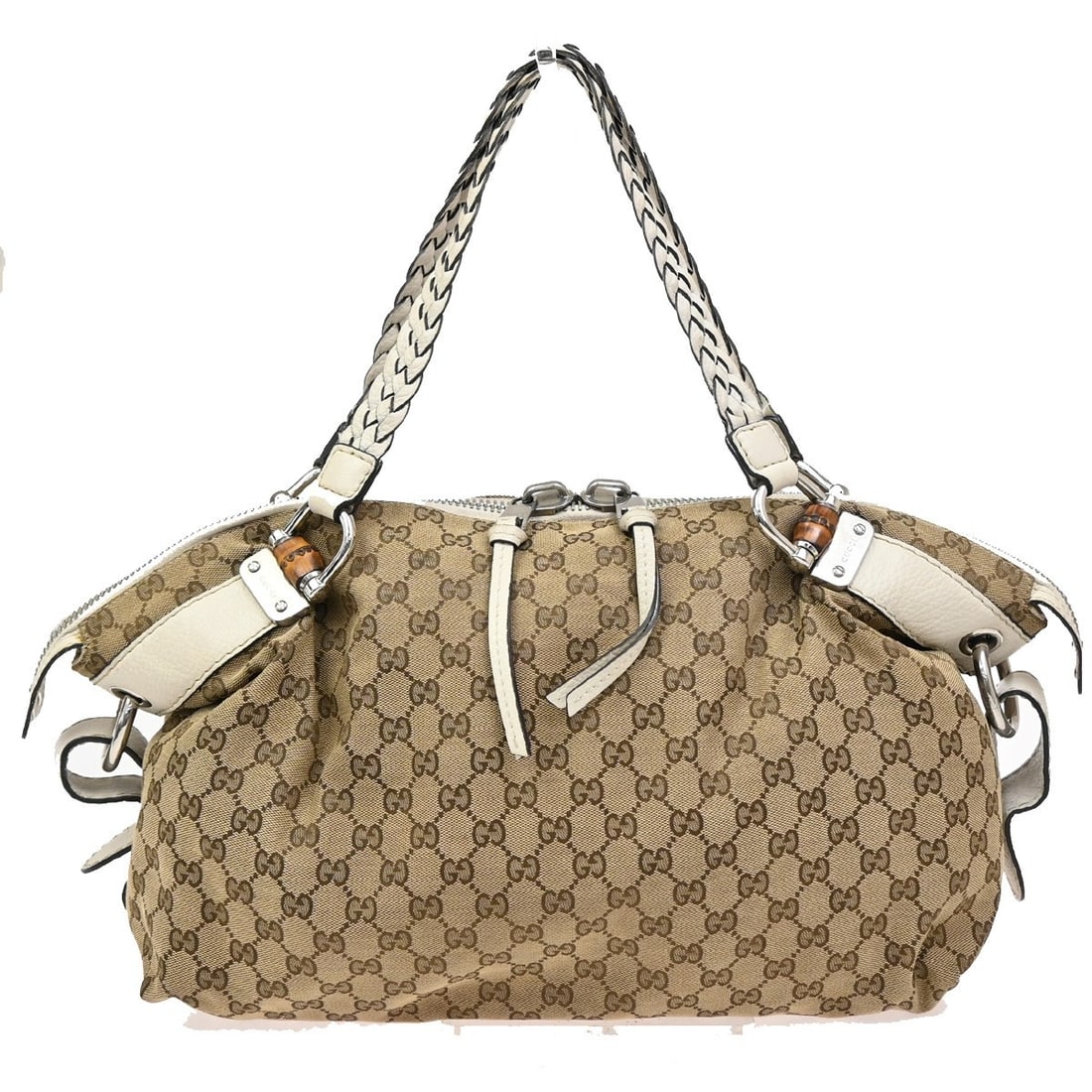 Gucci Bamboo Bar Brown Canvas GG Shoulder Bag (1 of 15)