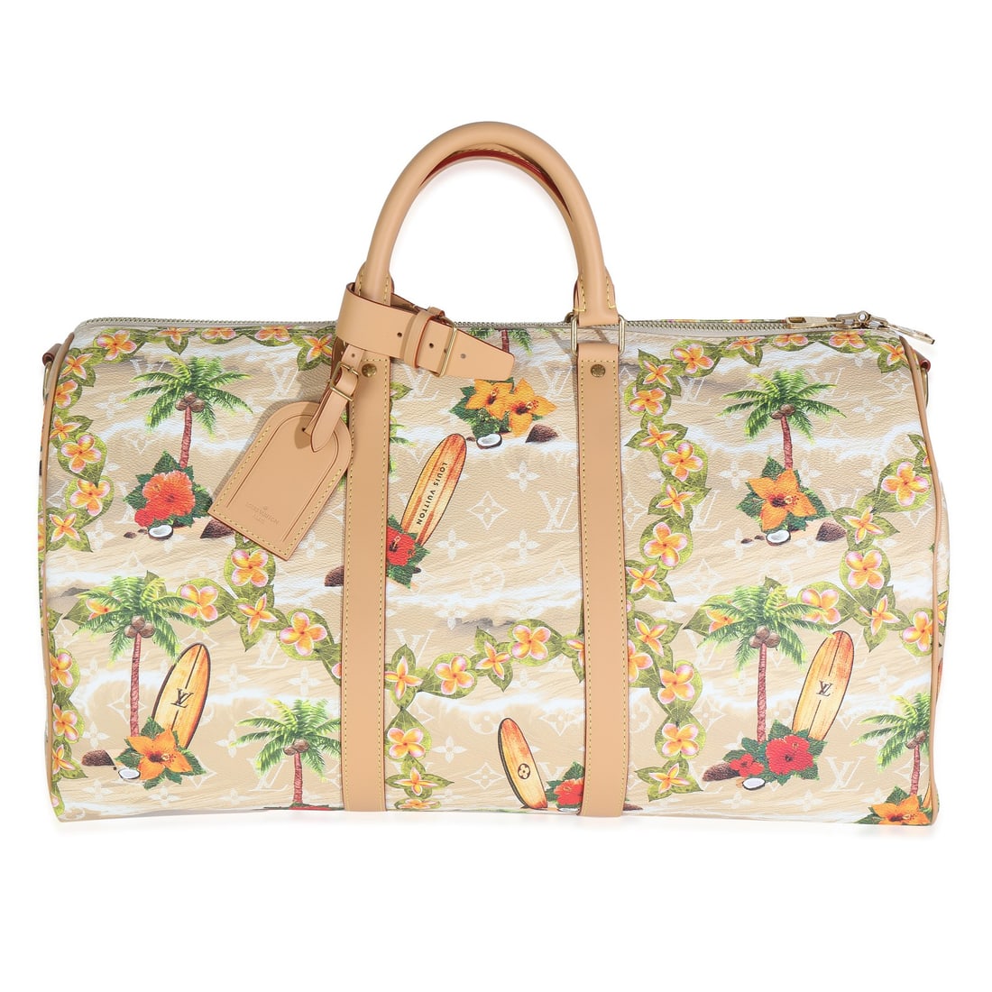Louis Vuitton Monogram Surfin' Keepall Bandouliere 50 Sand Duffle Bag: Louis Vuitton Monogram Surfin' Keepall Bandouliere 50 Sand Duffle Bag Experience luxury and style with the Monogram Surfin' Keepall Bandouliere 50 Sand, a chic duffle bag crafted in France. This pre-o