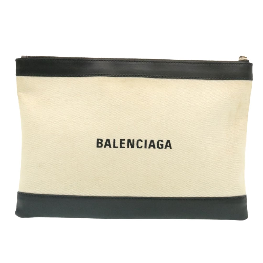 Balenciaga Navy Canvas and Leather Clutch Bag 32cm by 22cm (1 of 18)