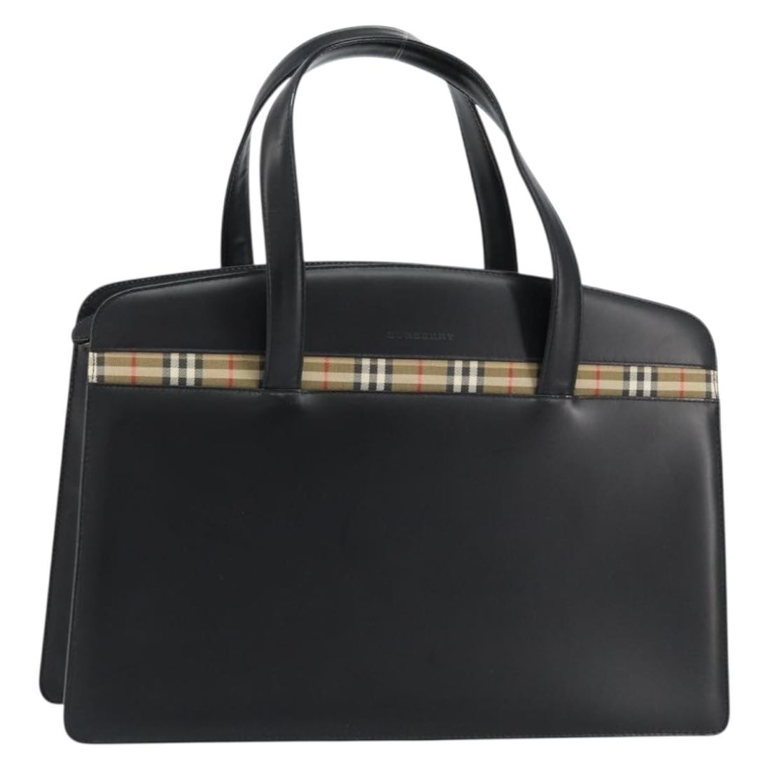 Burberry Black Leather Vintage Handbag 35cm x 24cm: Burberry Black Leather Vintage Handbag 35cm x 24cm This Burberry vintage handbag for women is crafted from black leather and features subtle metal fittings. It measures 35cm by 24cm by 10cm and is mad