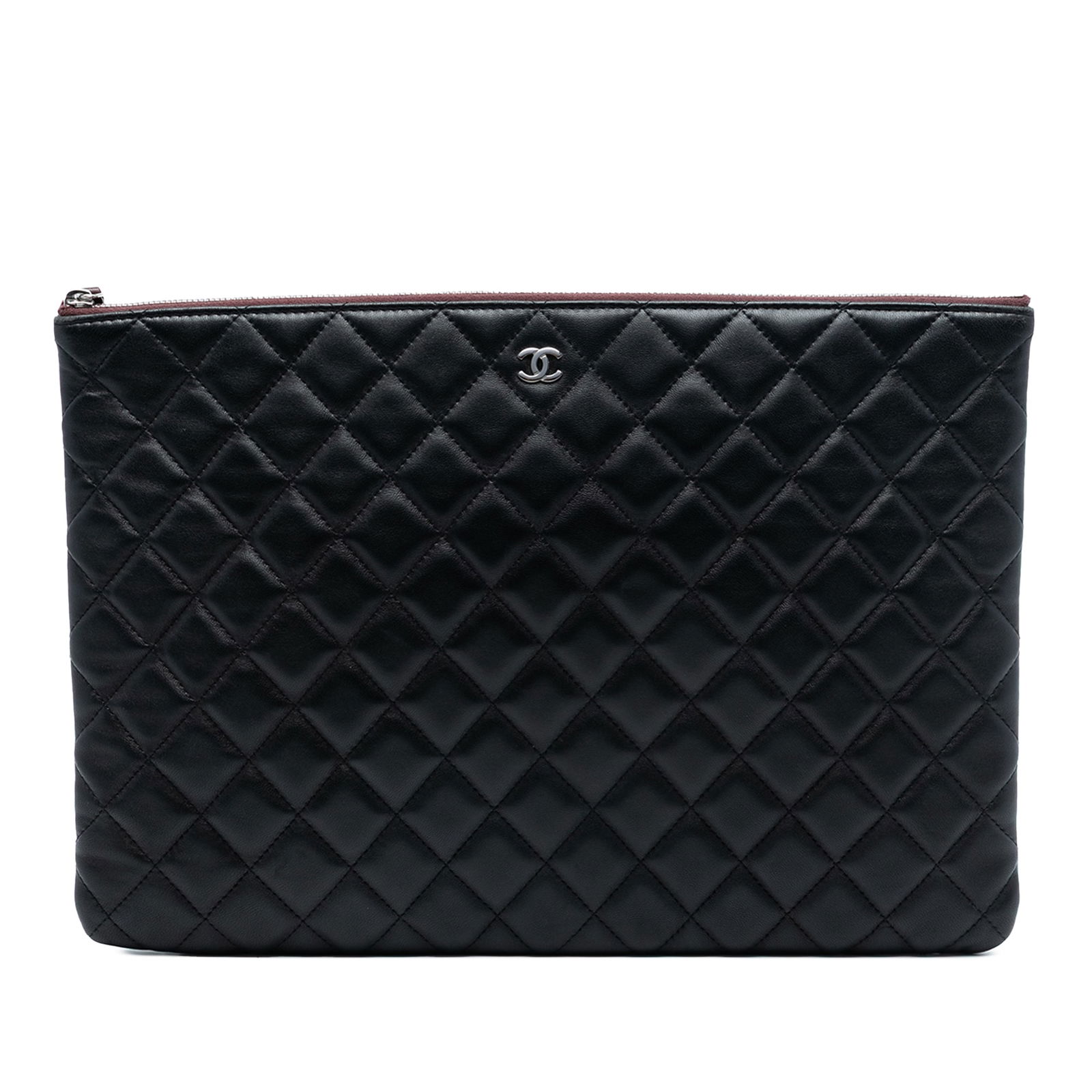 Black Lambskin Quilted Clutch by Chanel Large O Case (1 of 7)