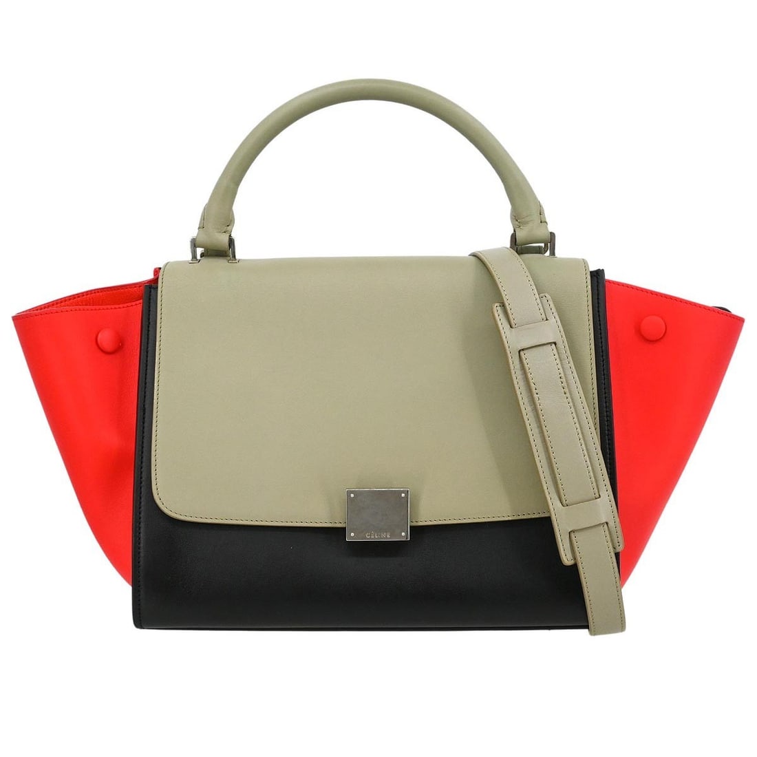 Celine Trapeze Medium Tricolor Leather Top Handle Bag Two Way Style (1 of 12)