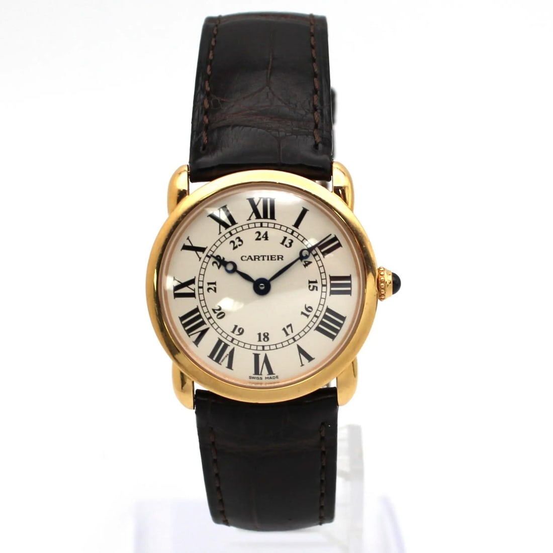 Cartier Ronde Louis Quartz 29mm Rose Gold Case Brown Leather Strap Watch (1 of 6)