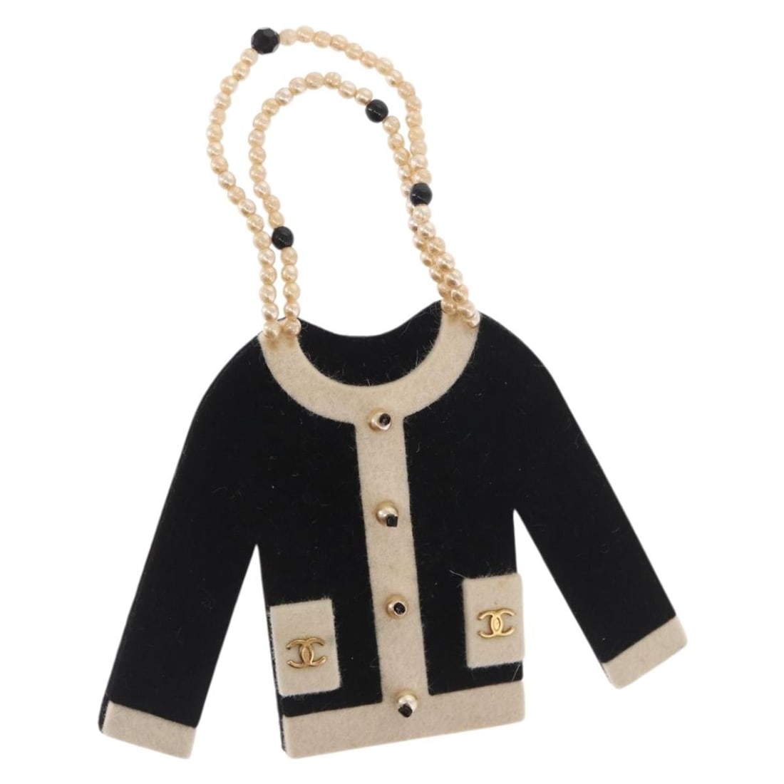 Chanel Black Velor Brooch with Jacket Motif and CC Logo (1 of 14)